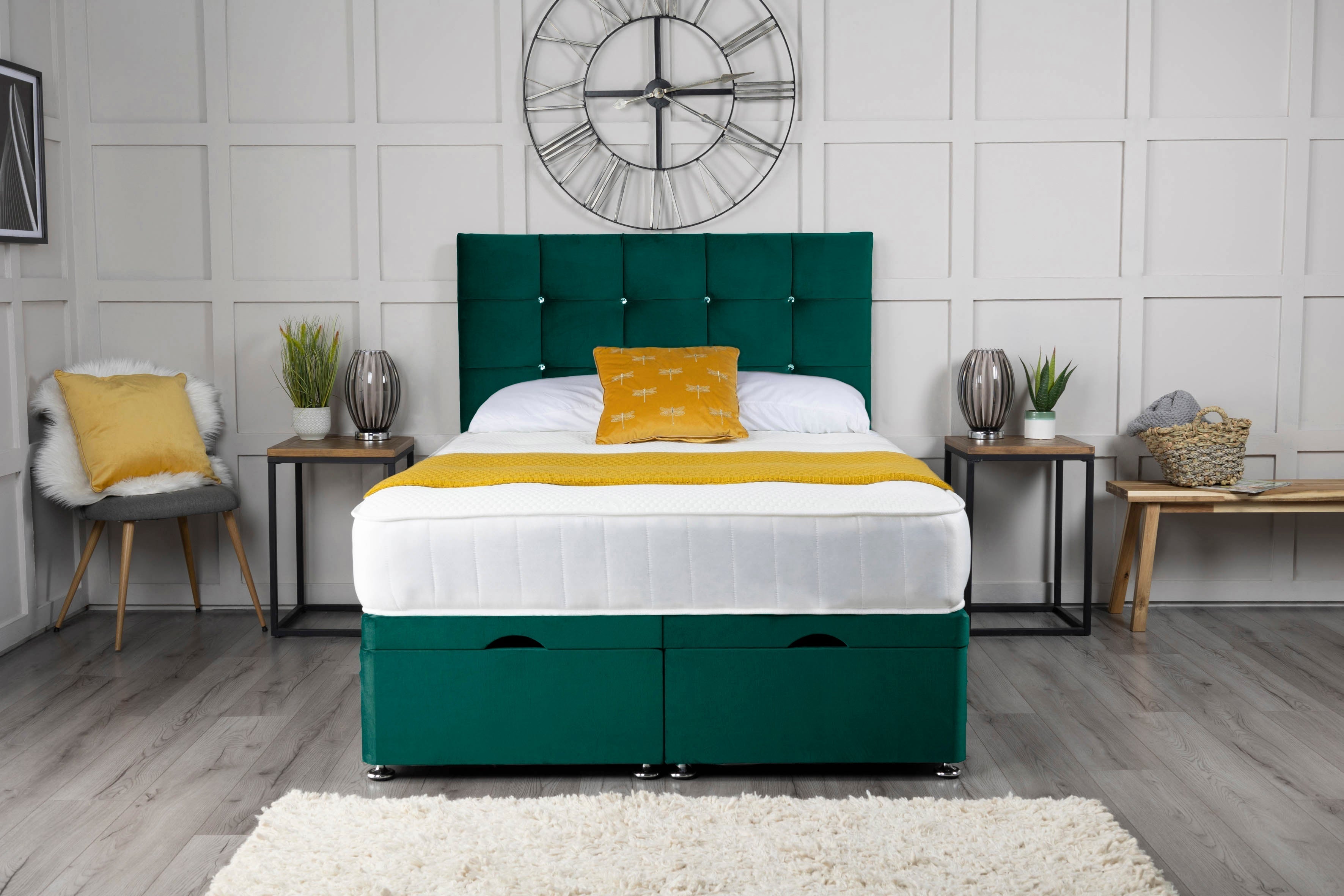 Cube Ottoman Storage Divan Bed With Headboard