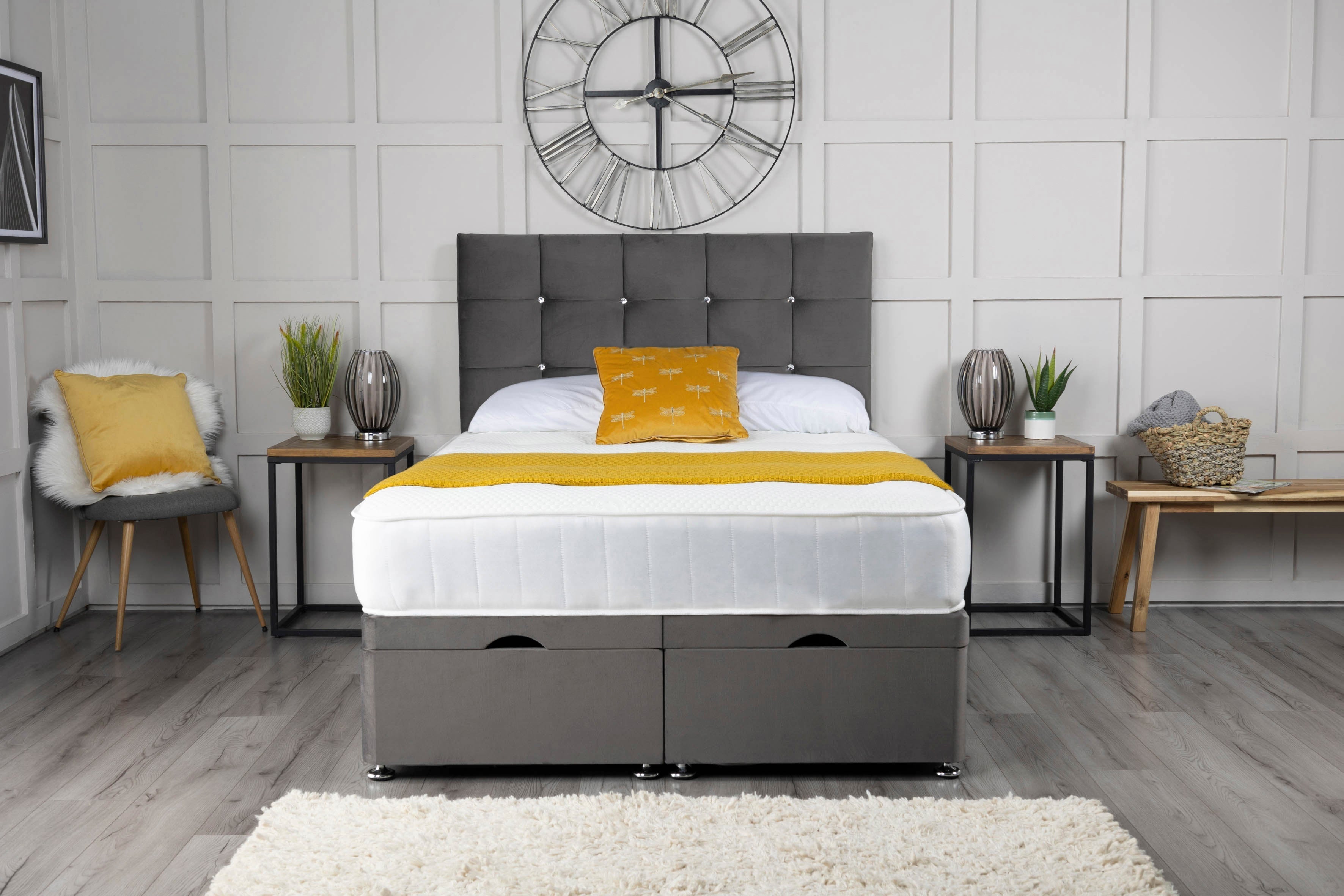 Cube Ottoman Storage Divan Bed With Headboard