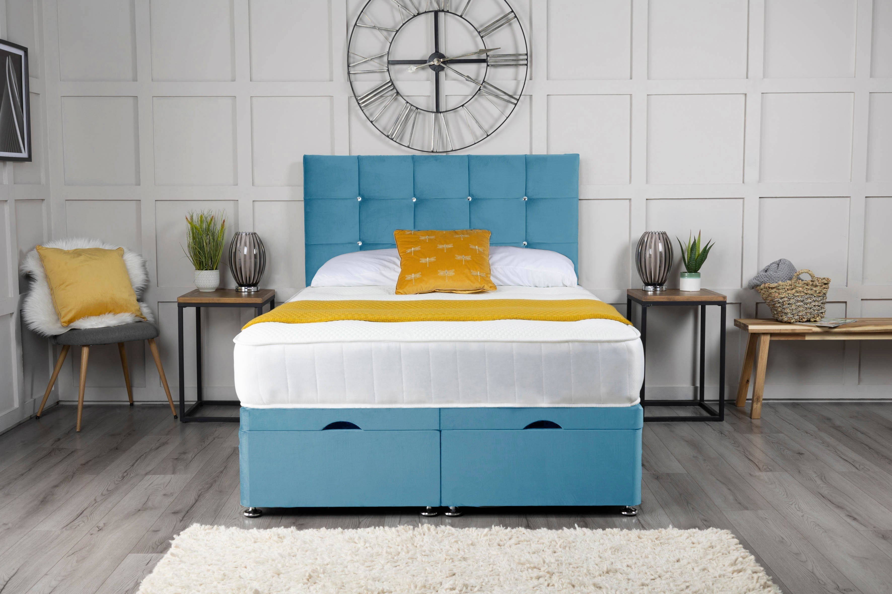 Cube Ottoman Storage Divan Bed With Headboard