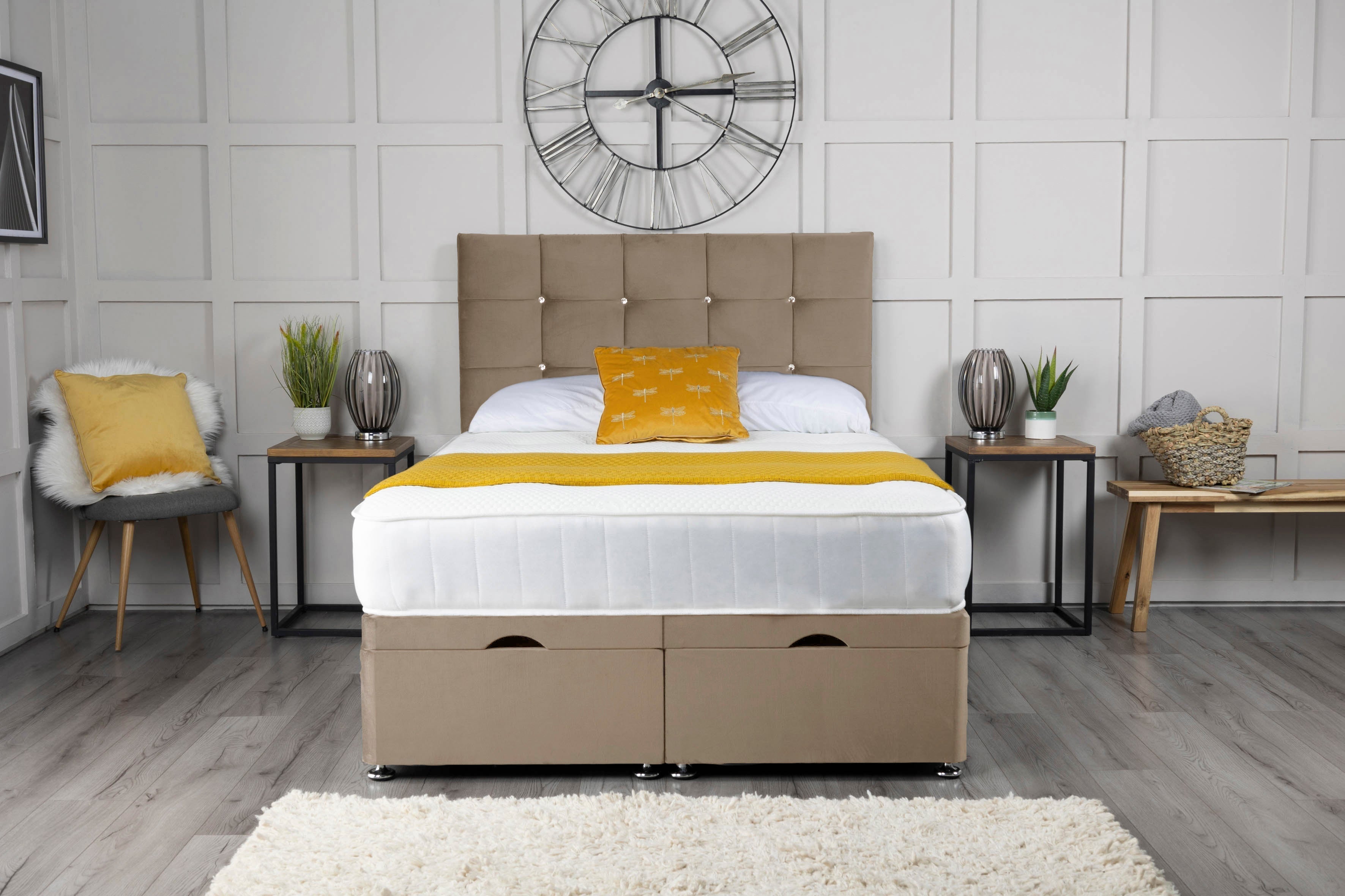 Cube Ottoman Storage Divan Bed With Headboard