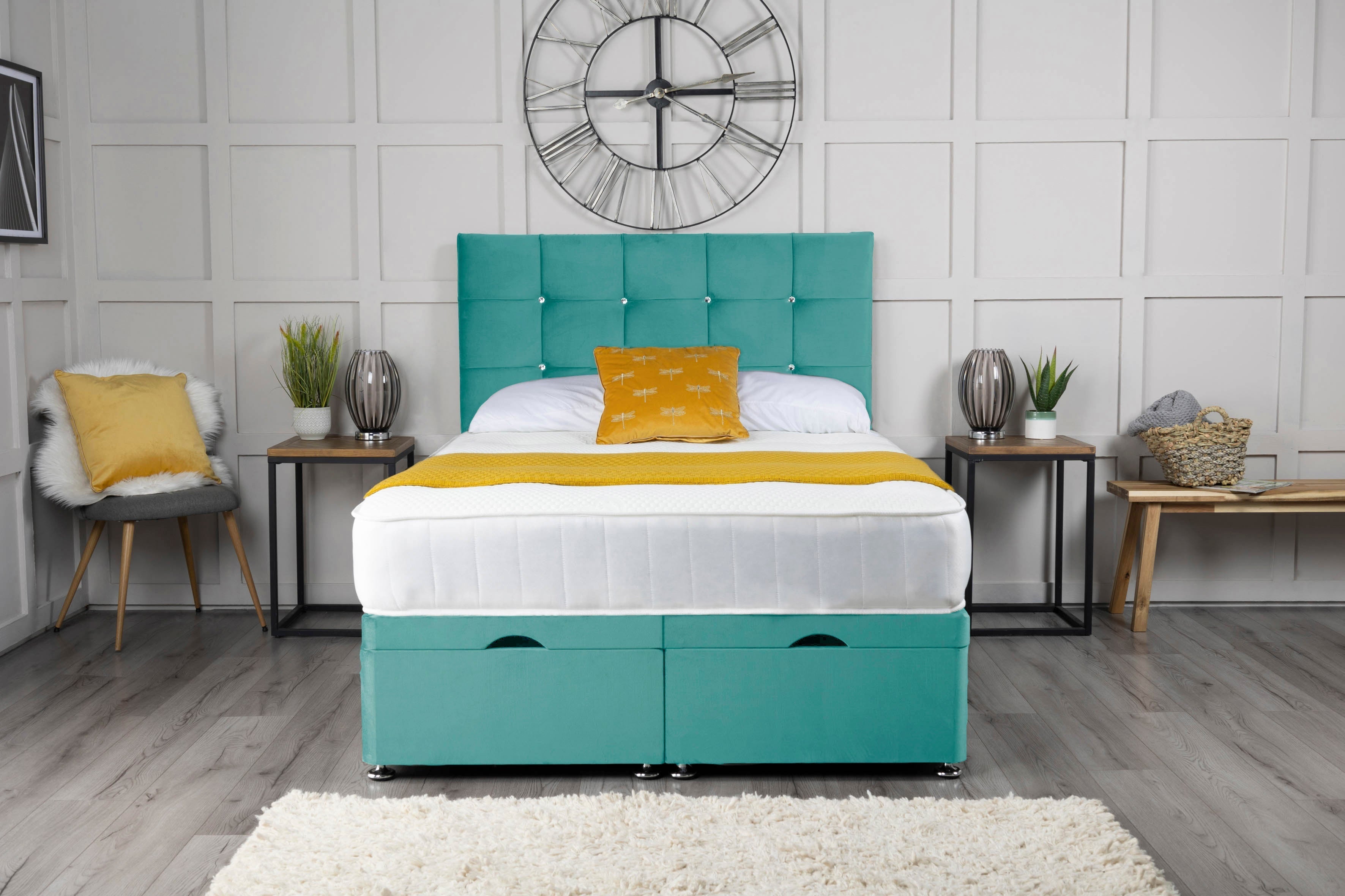 Cube Ottoman Storage Divan Bed With Headboard