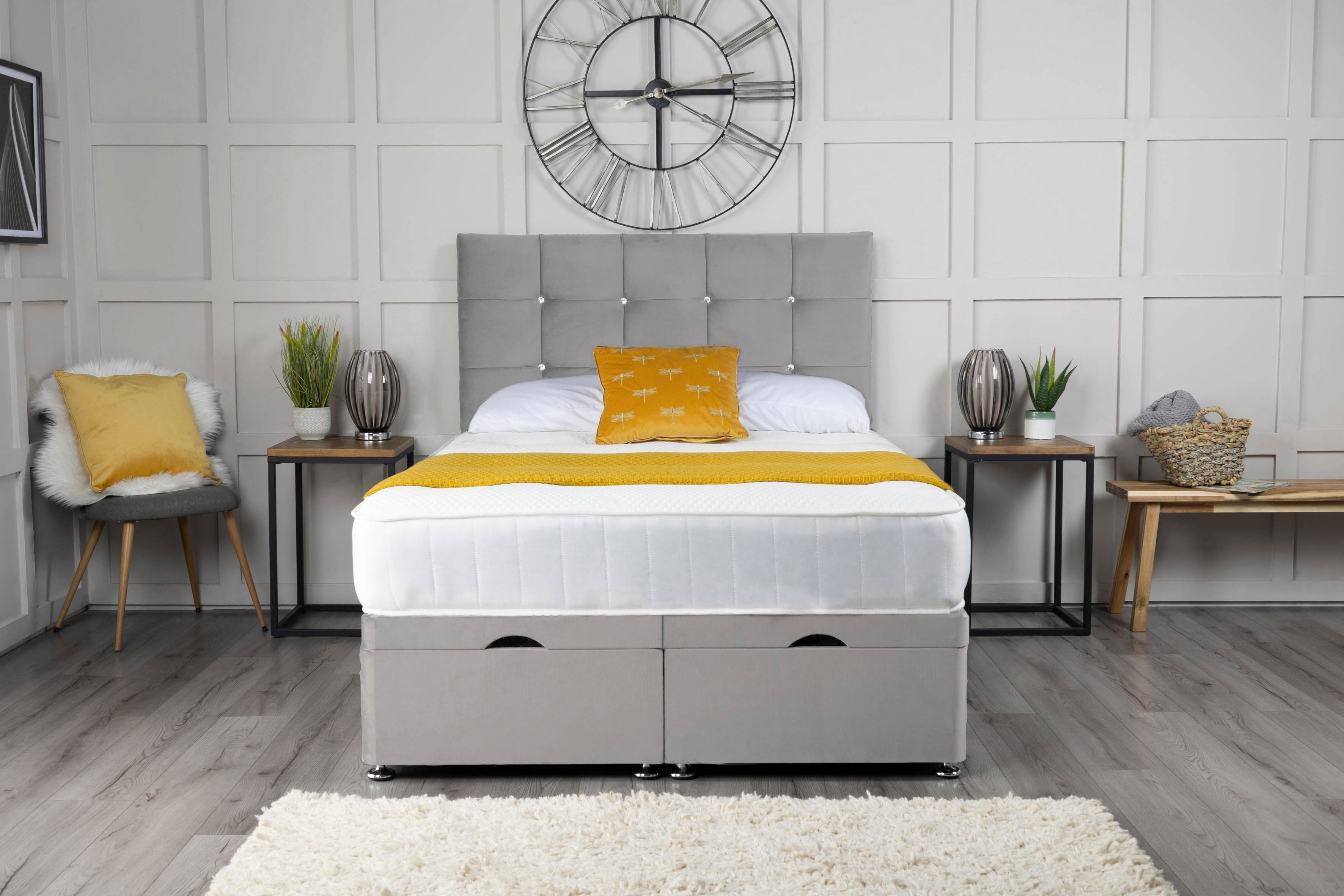 Cube Ottoman Storage Divan Bed With Headboard