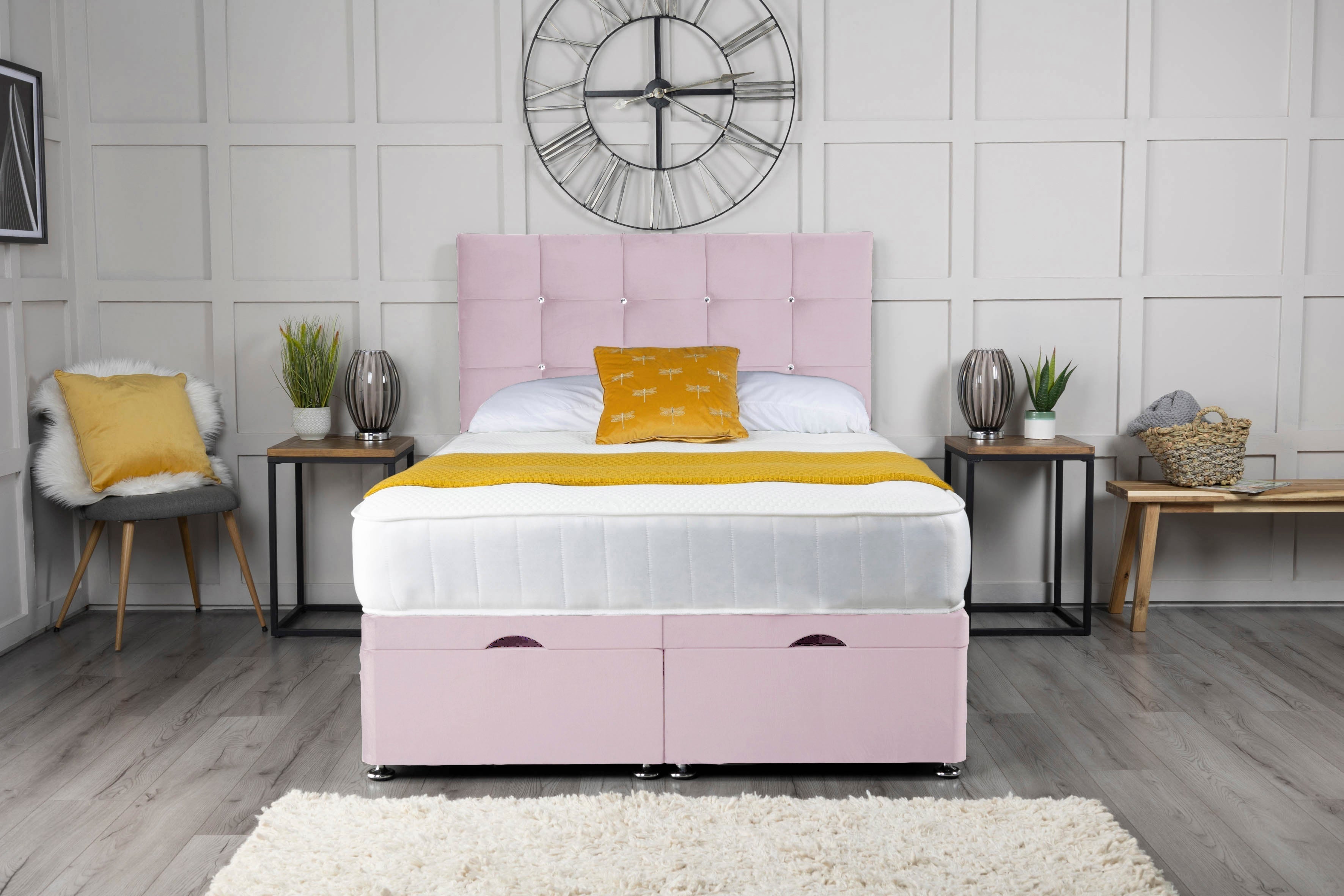Cube Ottoman Storage Divan Bed With Headboard