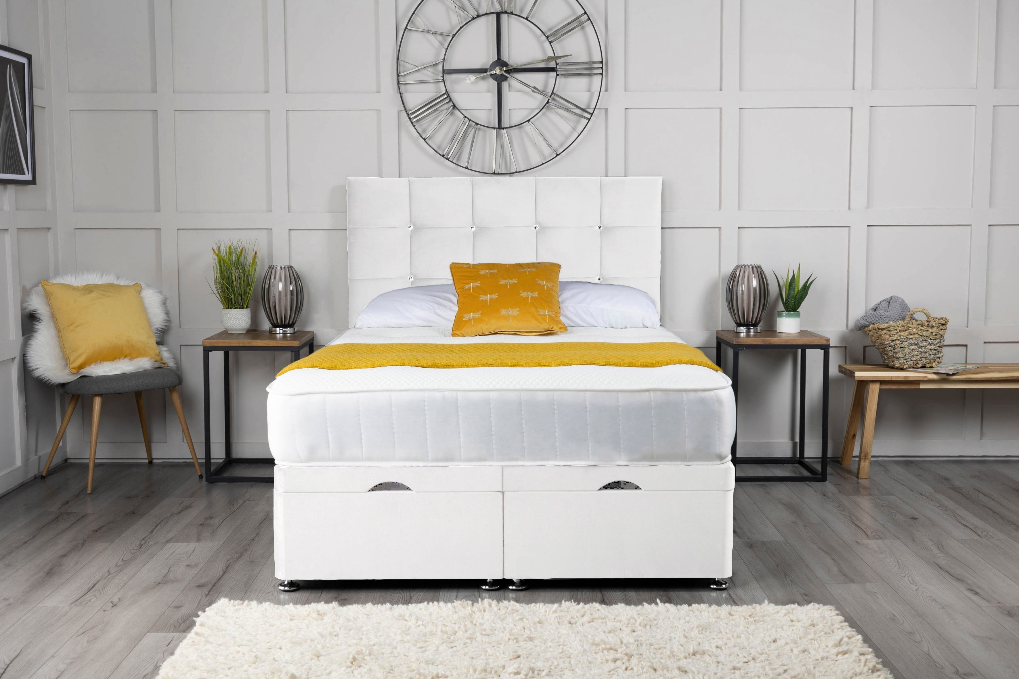 Cube Ottoman Storage Divan Bed With Headboard