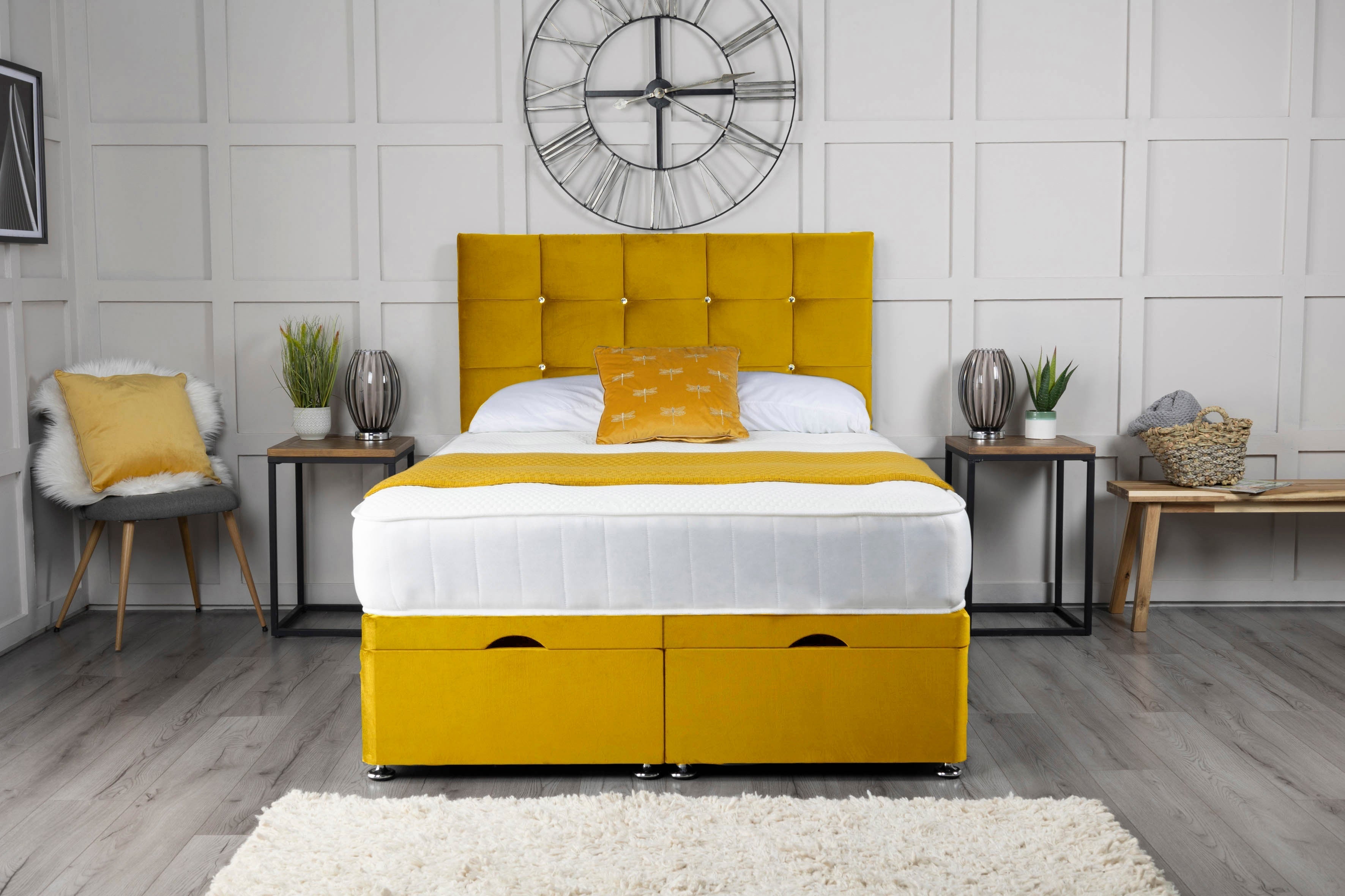 Cube Ottoman Storage Divan Bed With Headboard