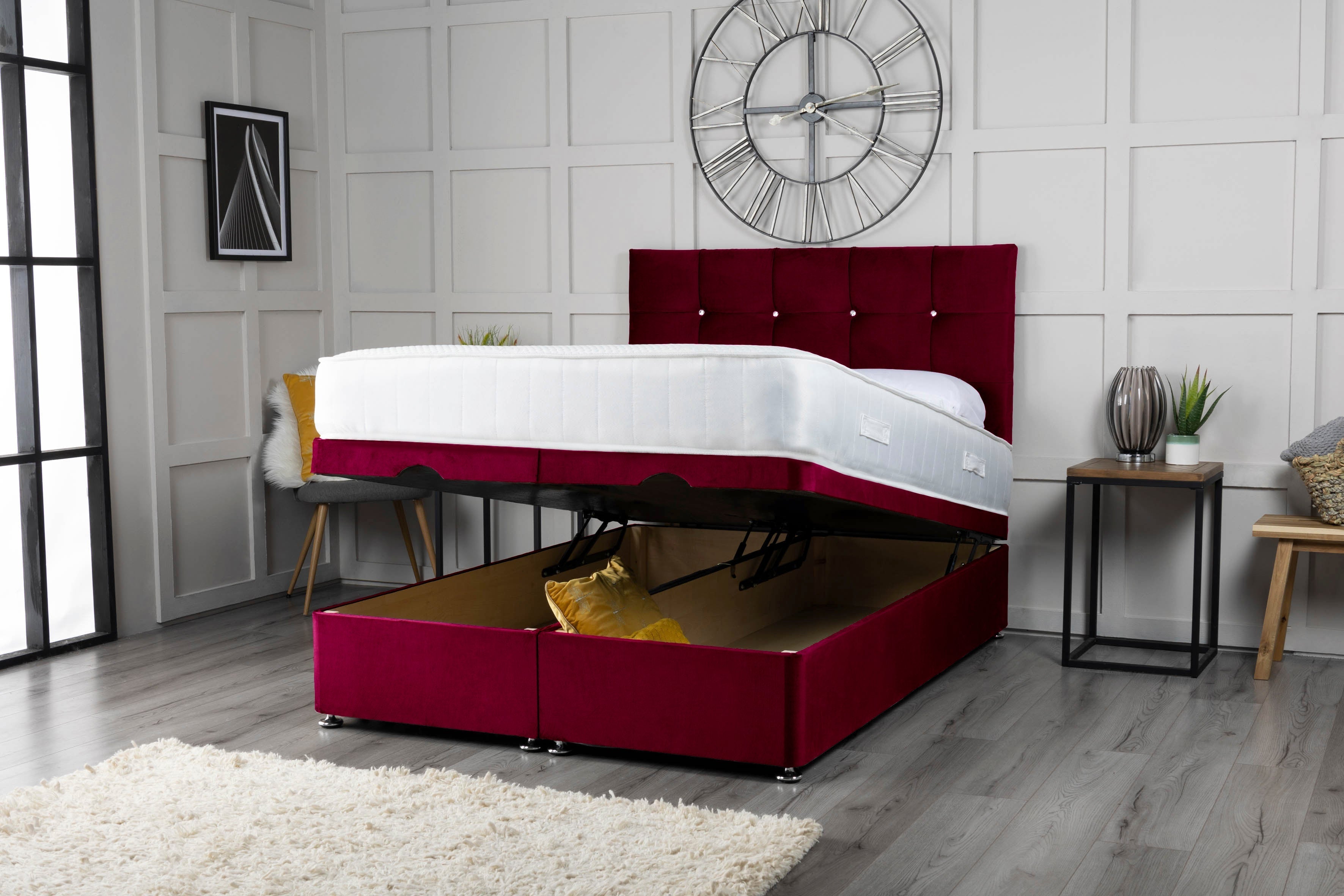 Cube Ottoman Storage Divan Bed With Headboard