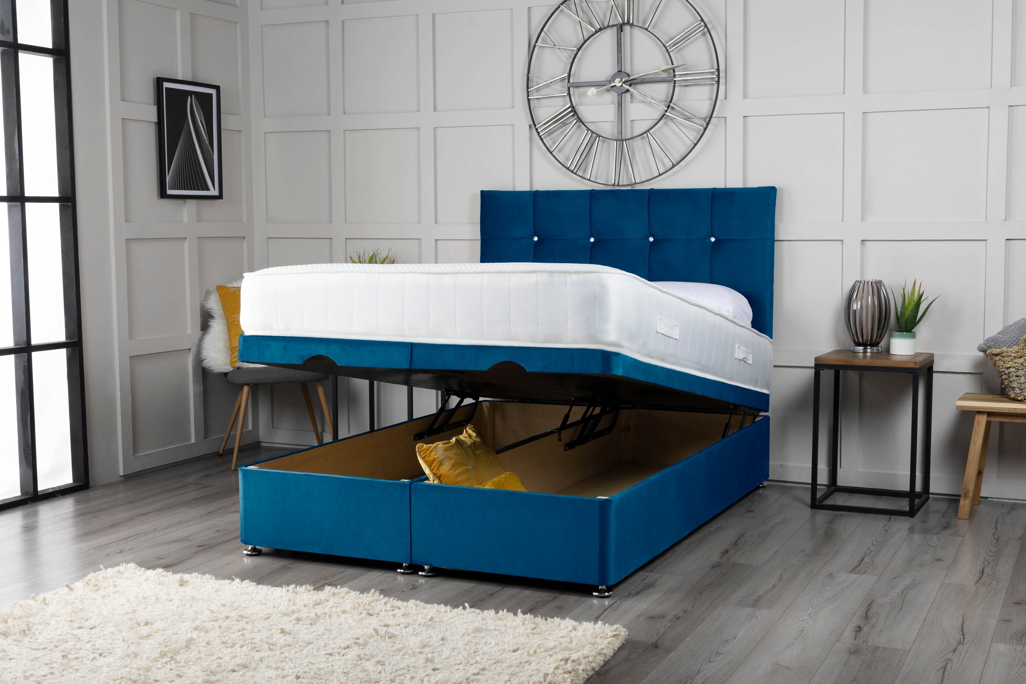 Cube Ottoman Storage Divan Bed With Headboard