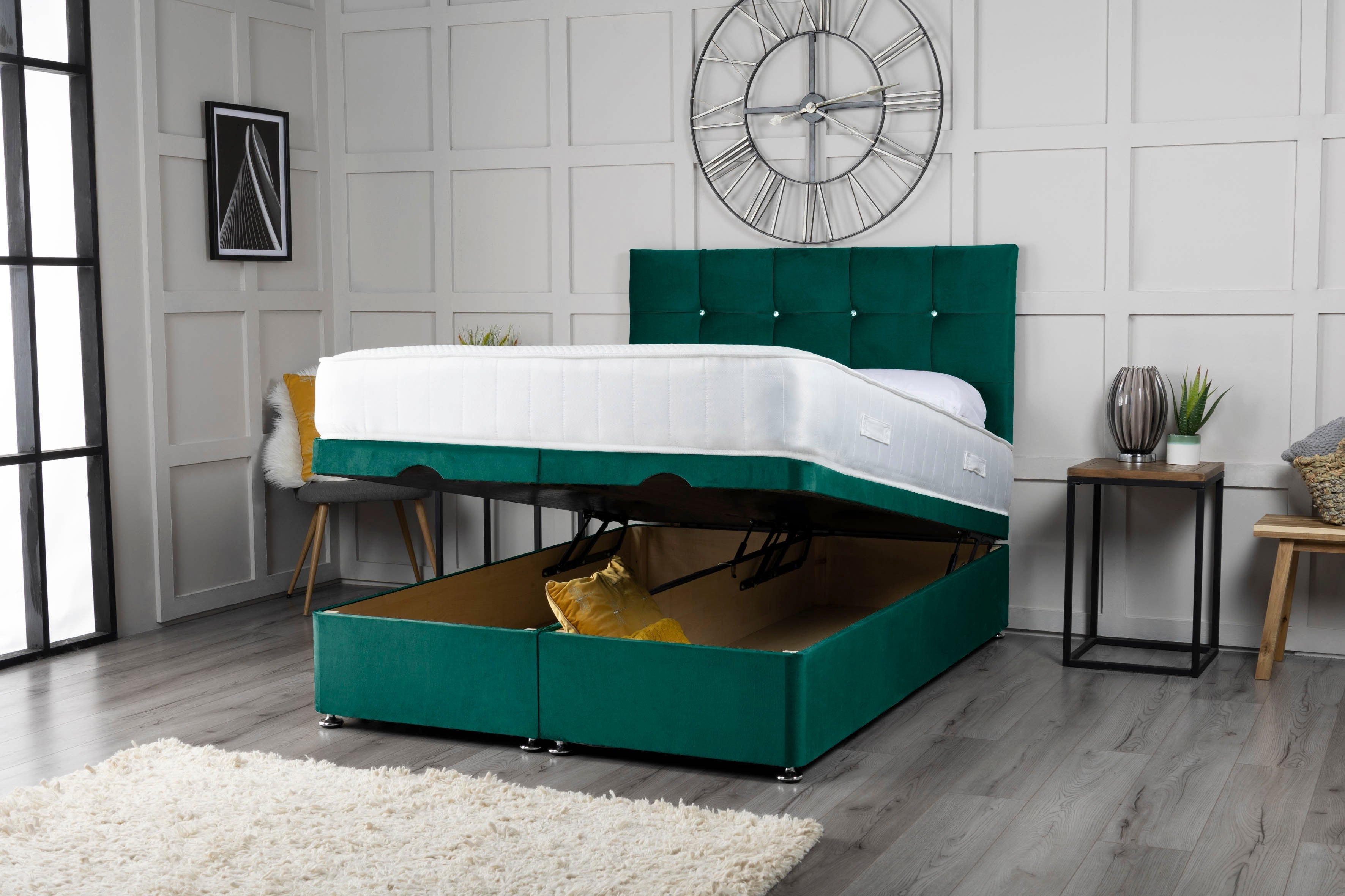 Cube Ottoman Storage Divan Bed With Headboard