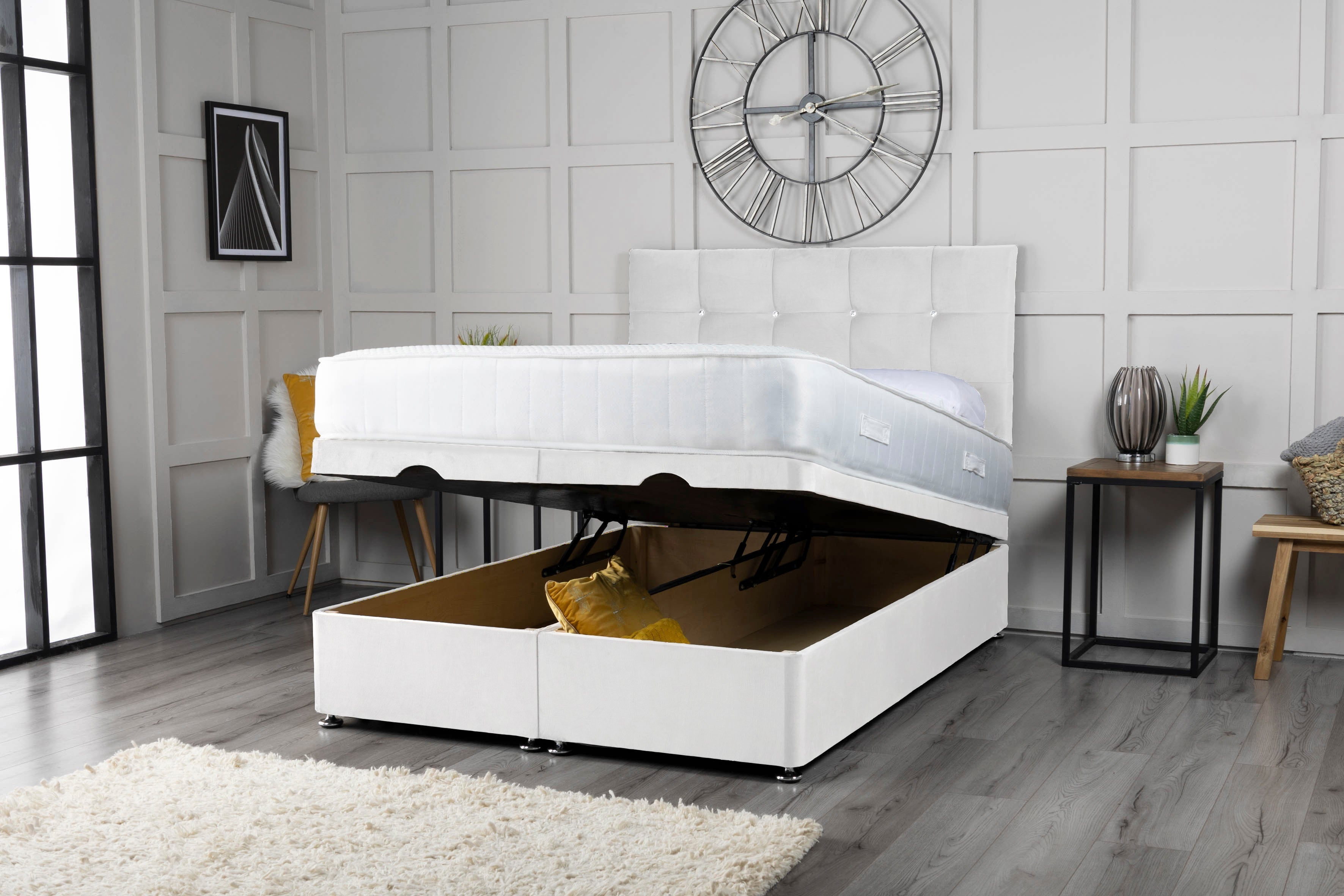 Cube Ottoman Storage Divan Bed With Headboard