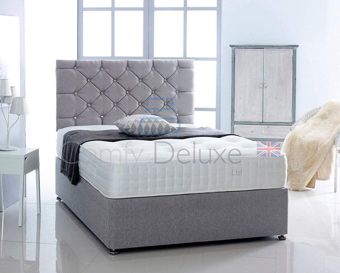 Silk Chesterfield Divan Bed Set With Pocket Sprung Mattress And Headboard