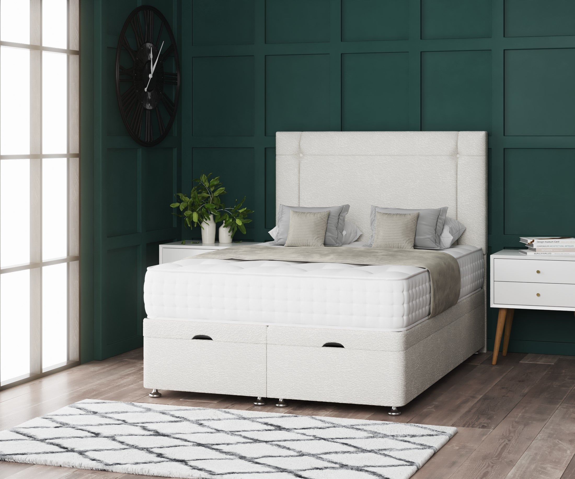 Milan Ottoman Storage Divan Bed with Headboard