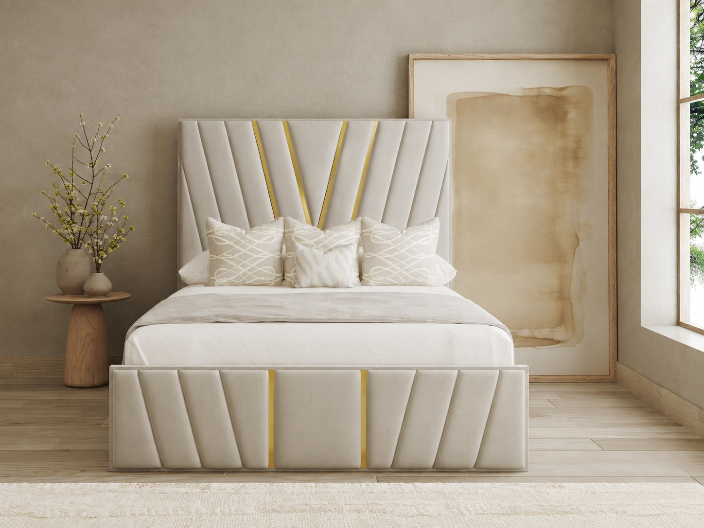Vanessa Gold Strip Bed Frame