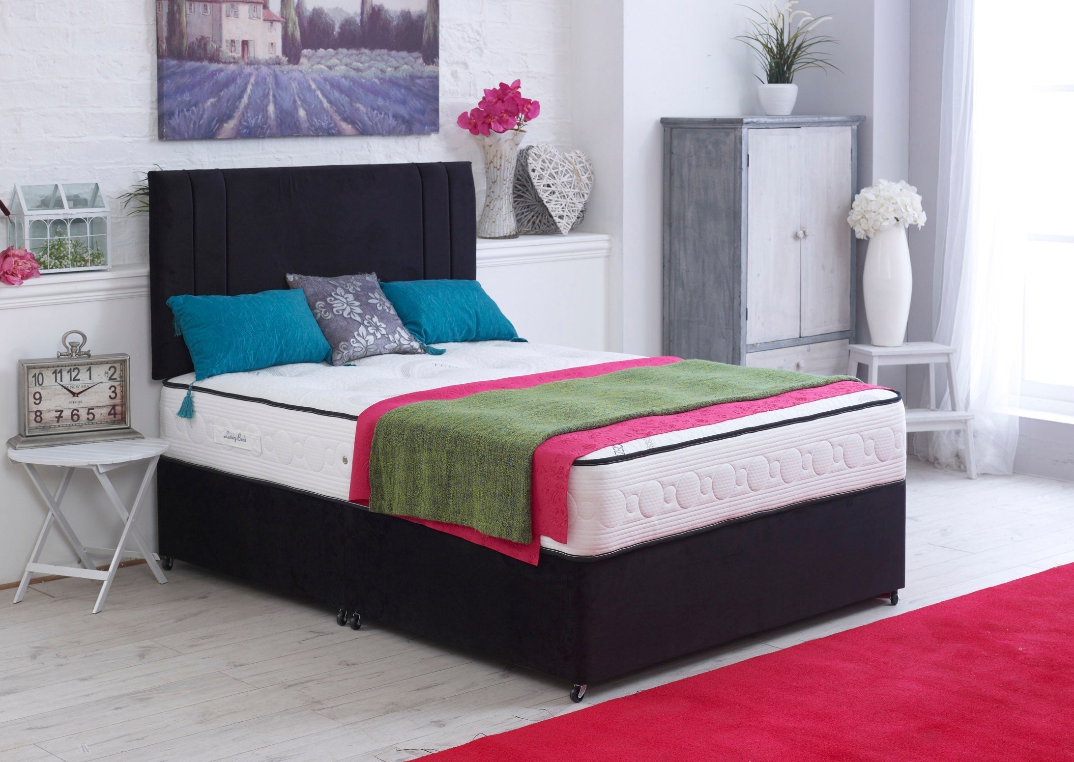 Tencel Divan Bed Set With Pocket Memory Mattress And Headboard