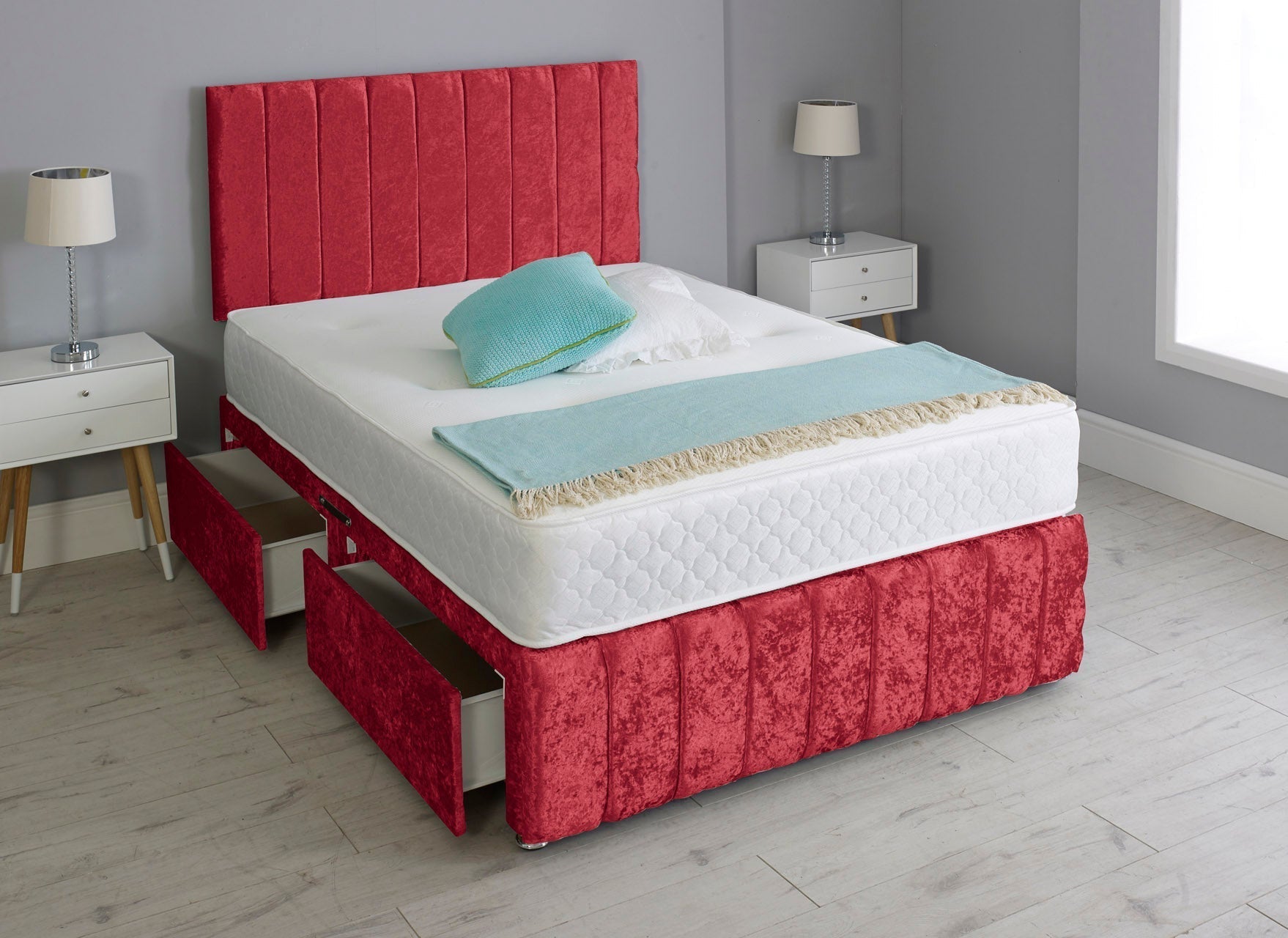 Linear Divan Bed With Footboard And Memory Orthopaedic Mattress