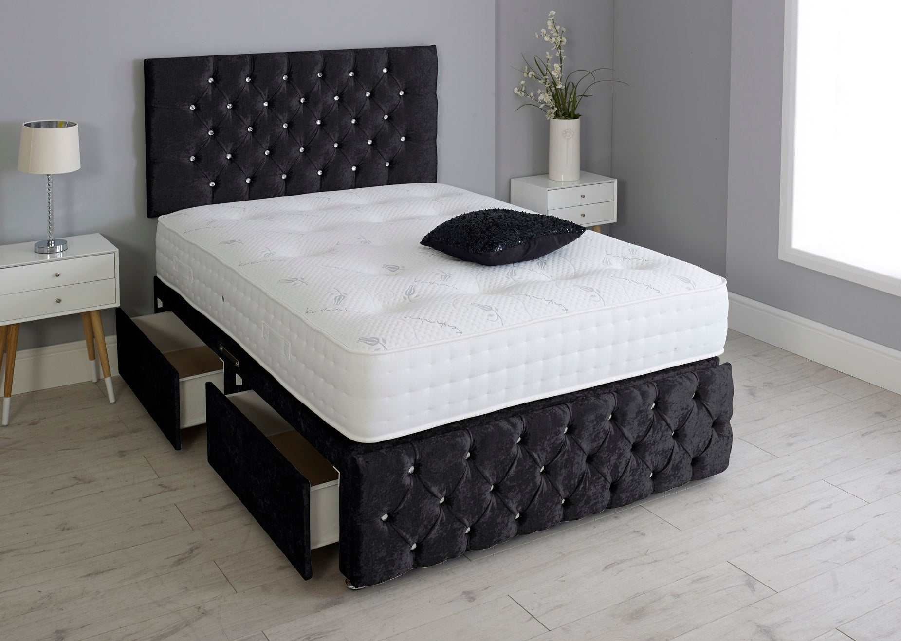 Milly Chesterfield Divan Bed Set with Headboard & Pocket Mattress