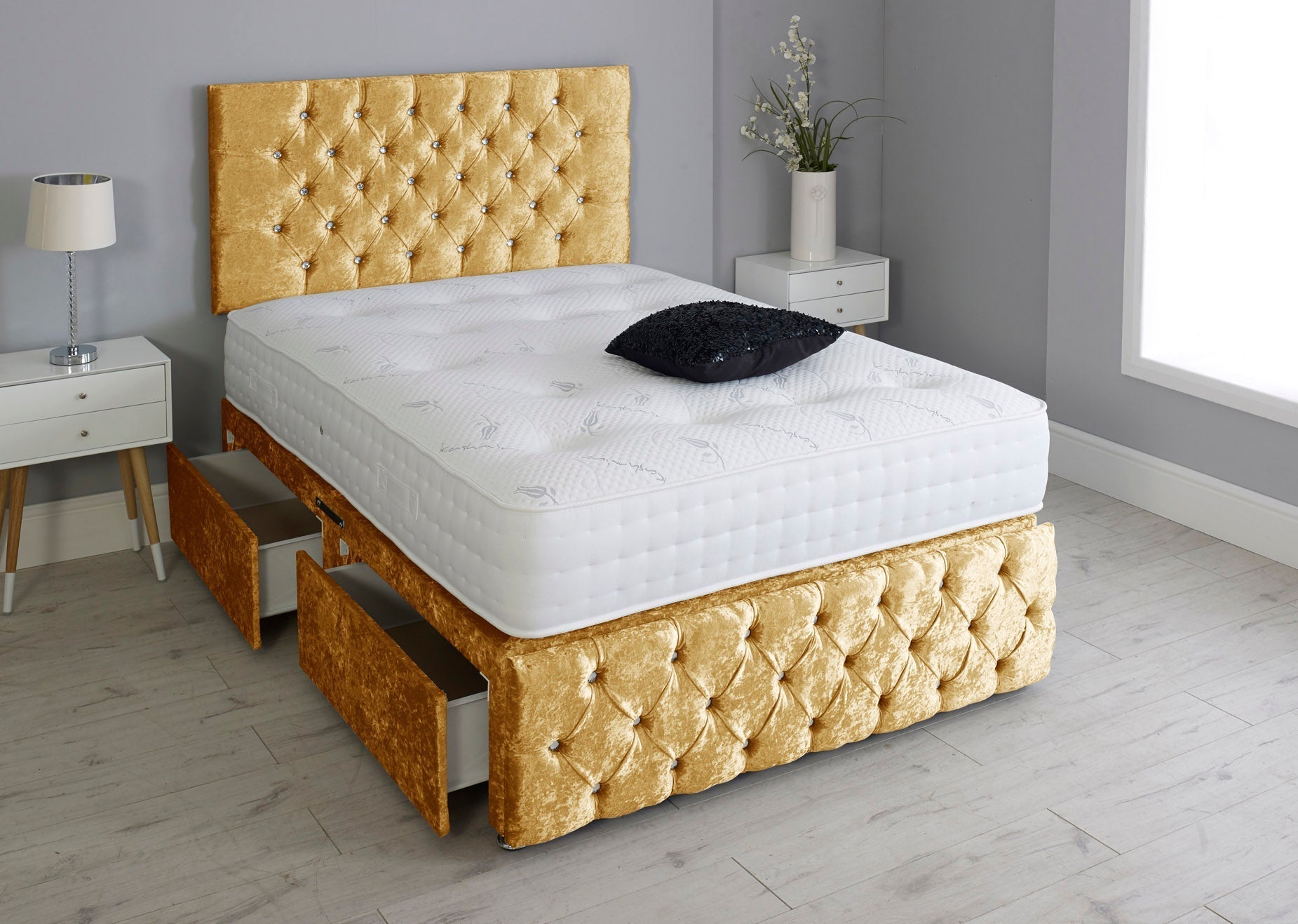 Milly Chesterfield Divan Bed Set with Headboard & Pocket Mattress
