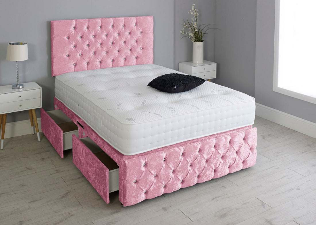 Milly Chesterfield Divan Bed Set With Footboard And Pocket Memory Mattress And Headboard