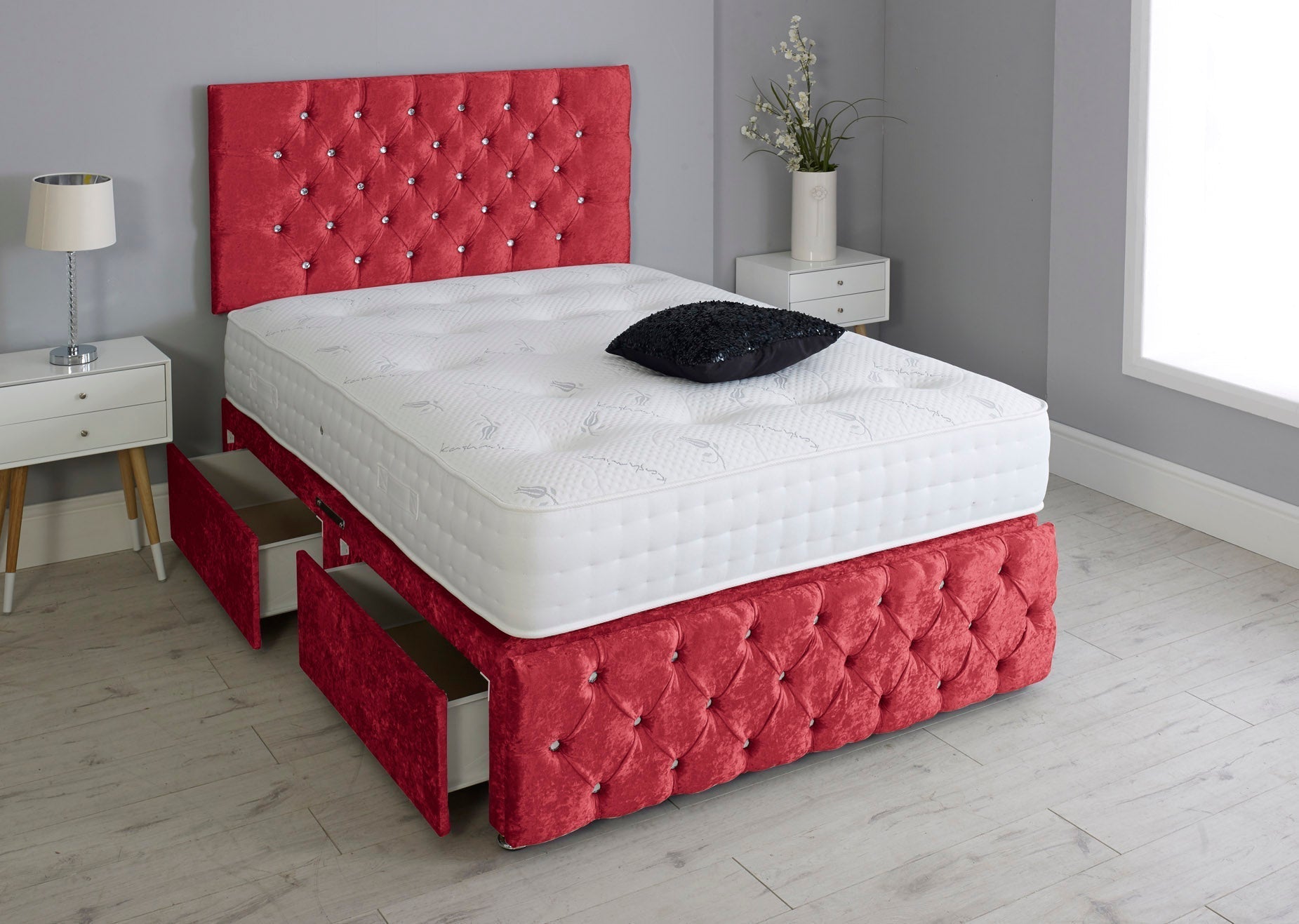 Milly Chesterfield Divan Bed Set with Headboard & Pocket Mattress