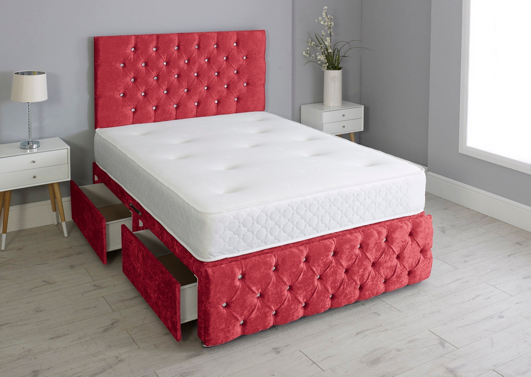 Milly Chesterfield Divan Bed Set with Footboard & Mattress