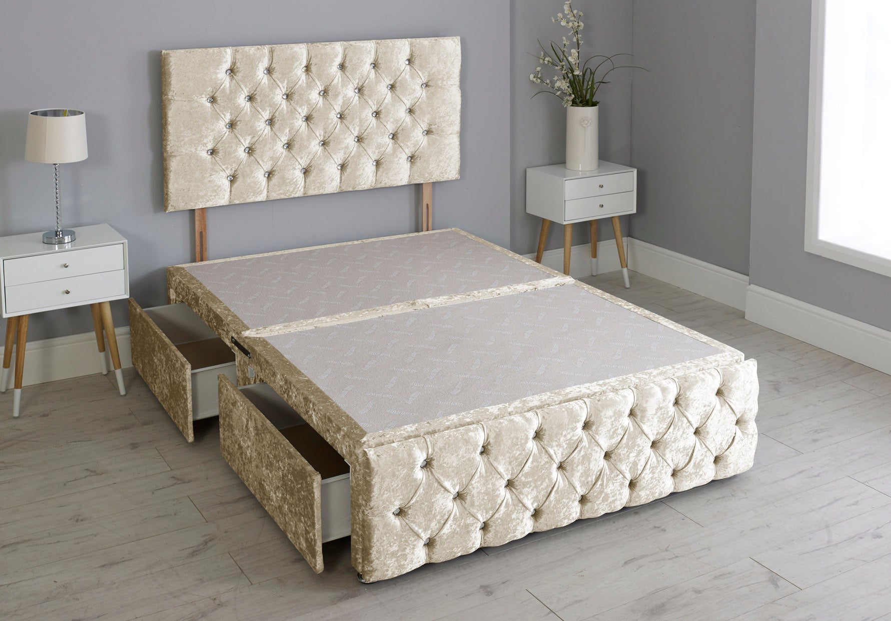 Milly Chesterfield Divan Bed Base With Headboard And Footboard