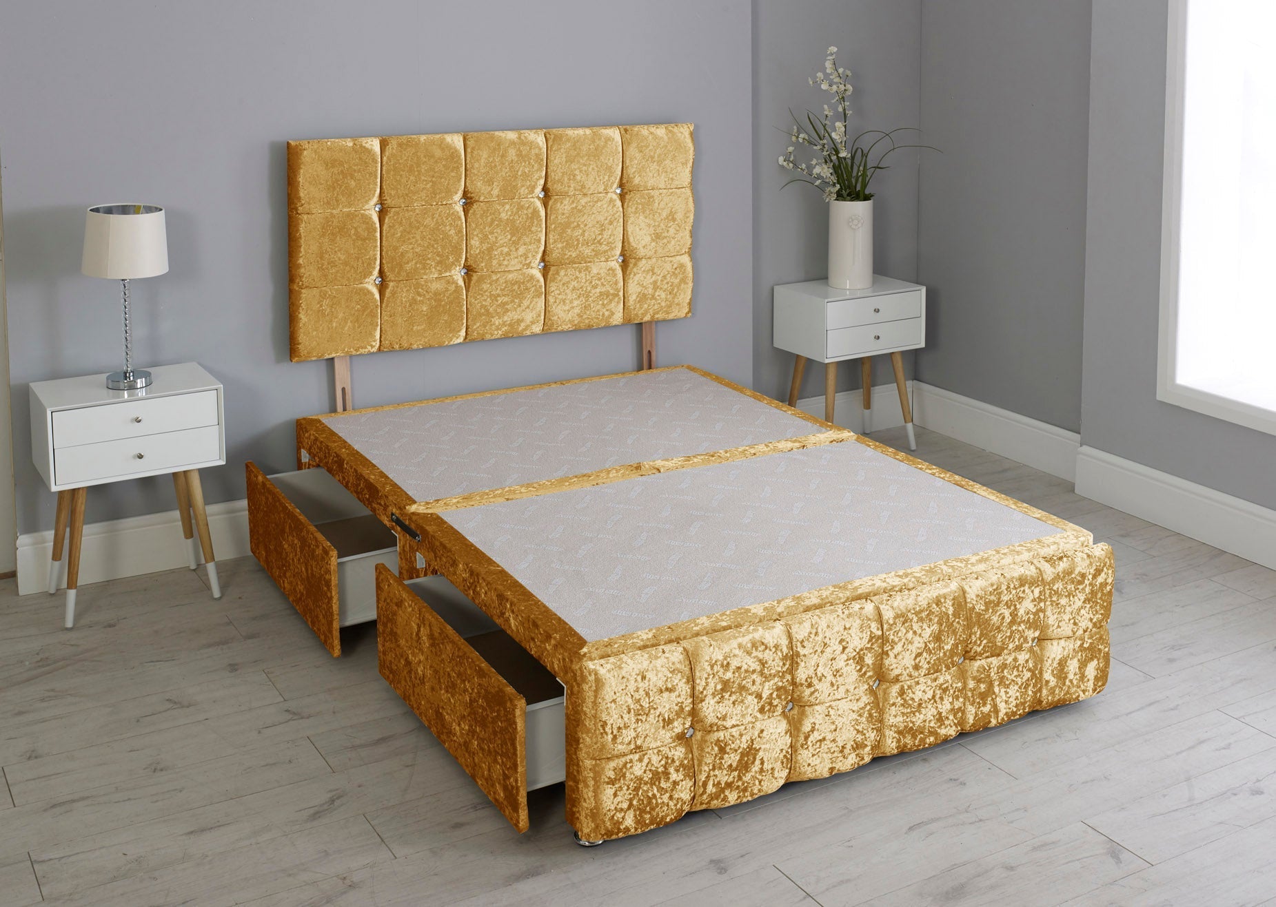 Cuboid Cube Divan Bed Base With Headboard And Footboard