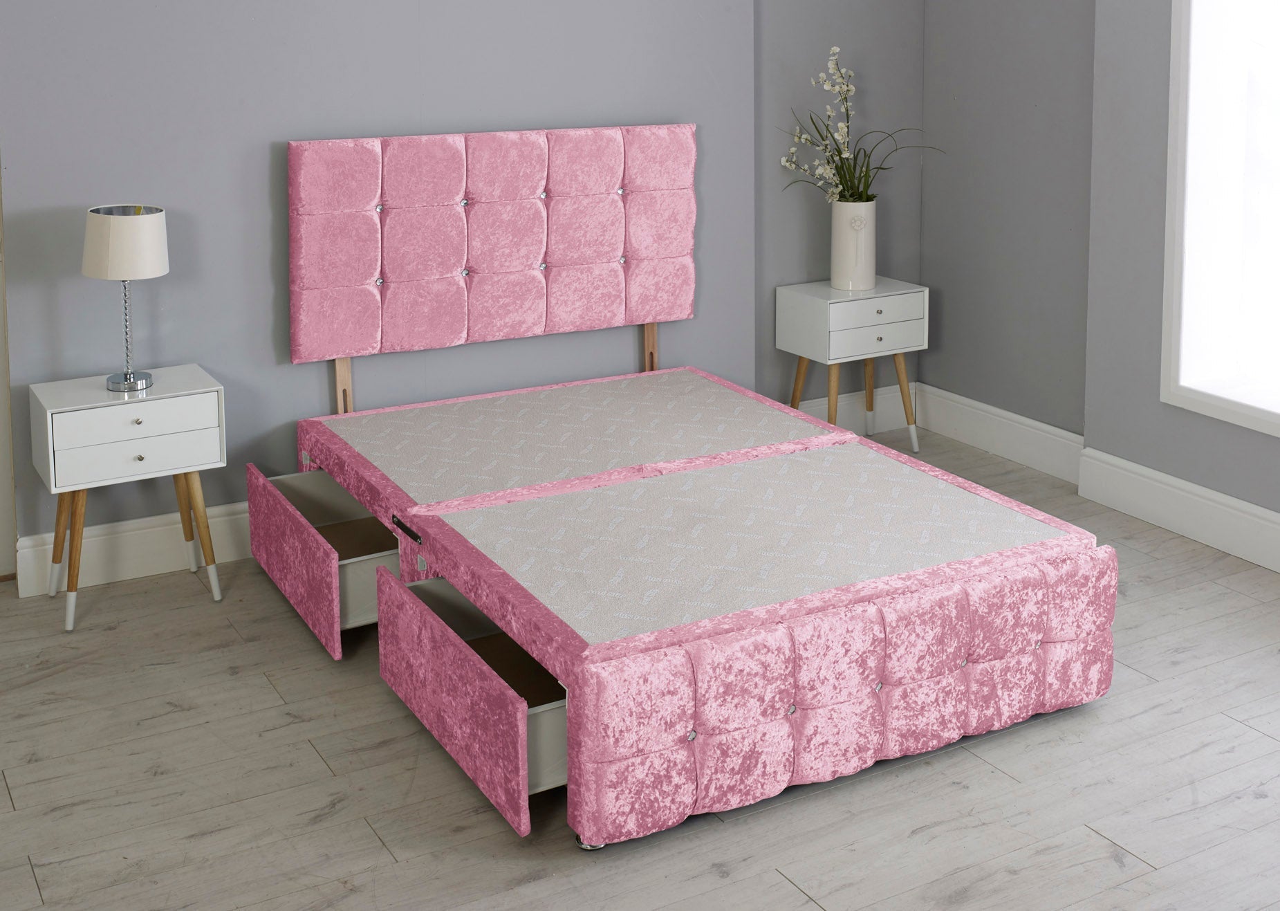 Cuboid Cube Divan Bed Base With Headboard And Footboard