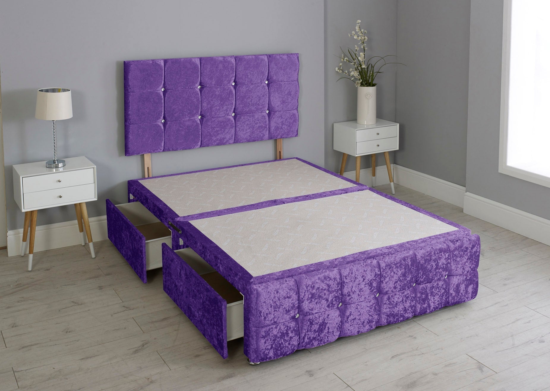 Cuboid Cube Divan Bed Base With Headboard And Footboard
