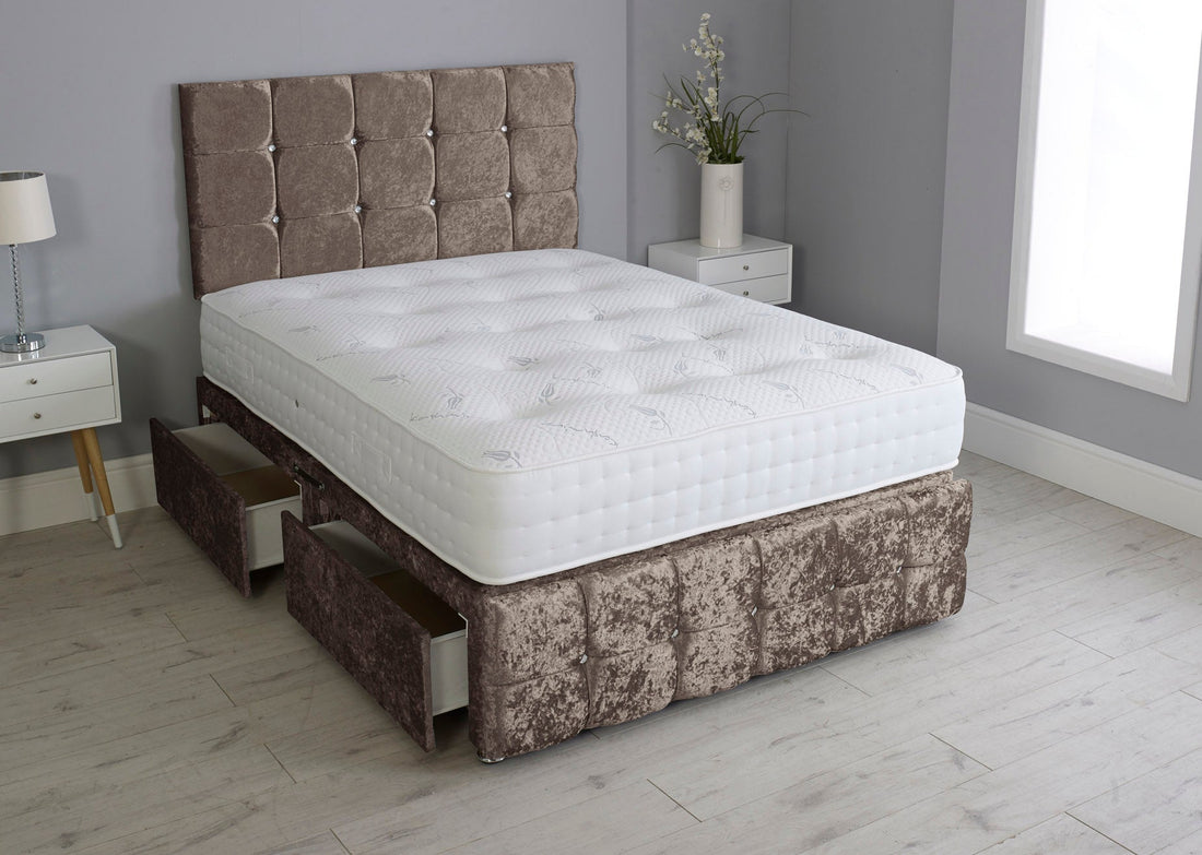 Cuboid Cube Divan Bed With Mattress And Footboard And Pocket Memory Mattress