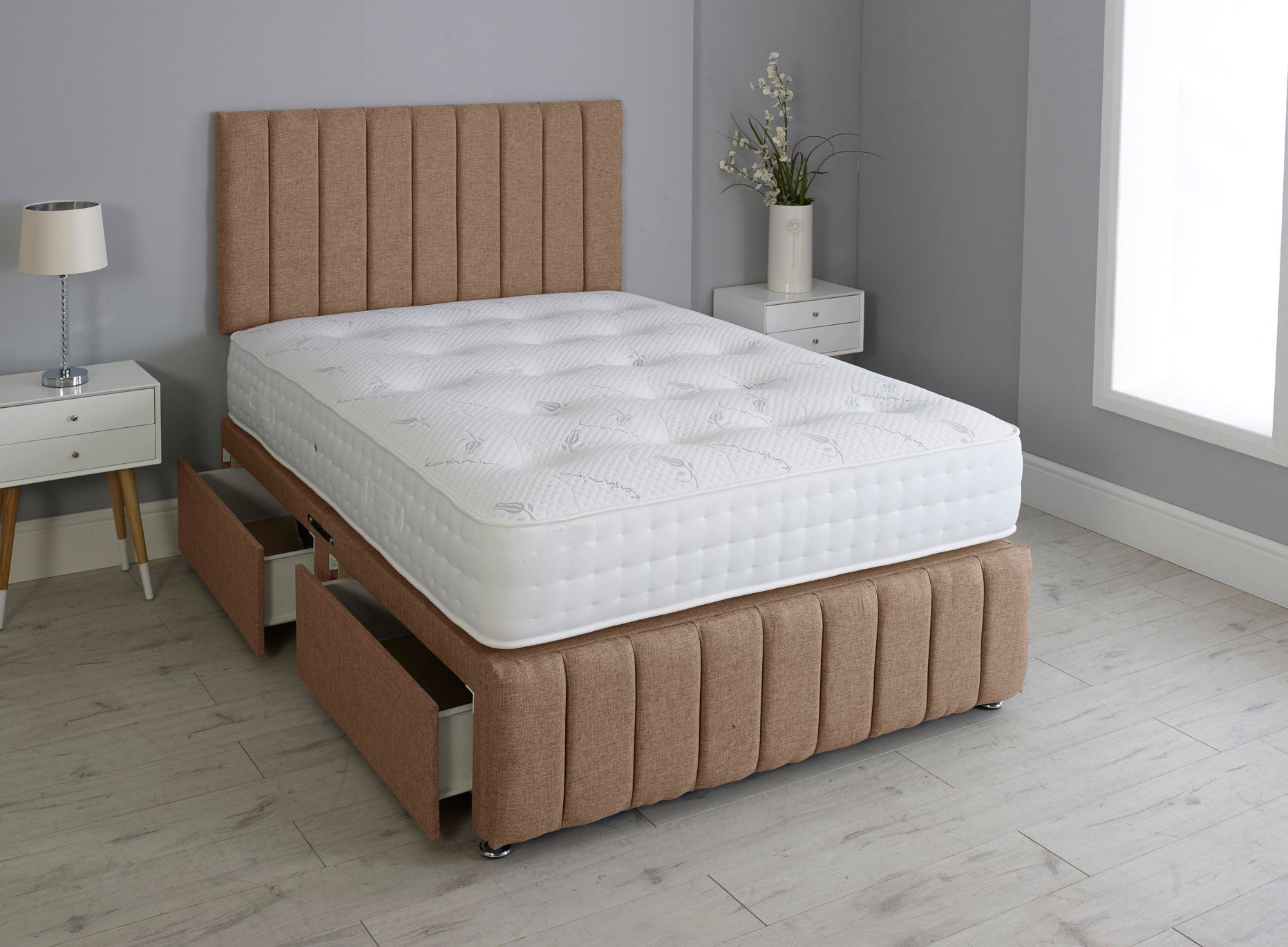 Linear Divan Bed Set With Footboard And Pocket Mattress And Headboard