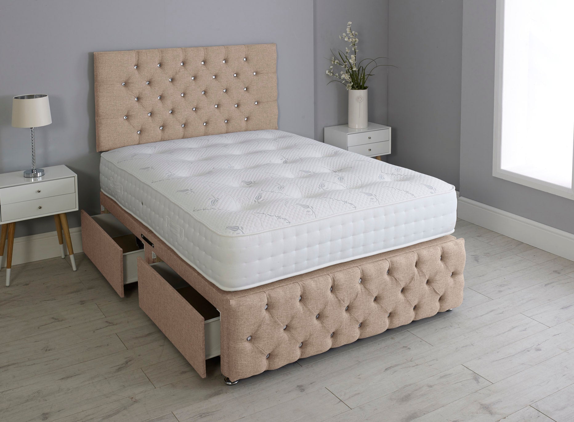 Milly Chesterfield Divan Bed Set with Headboard & Pocket Mattress