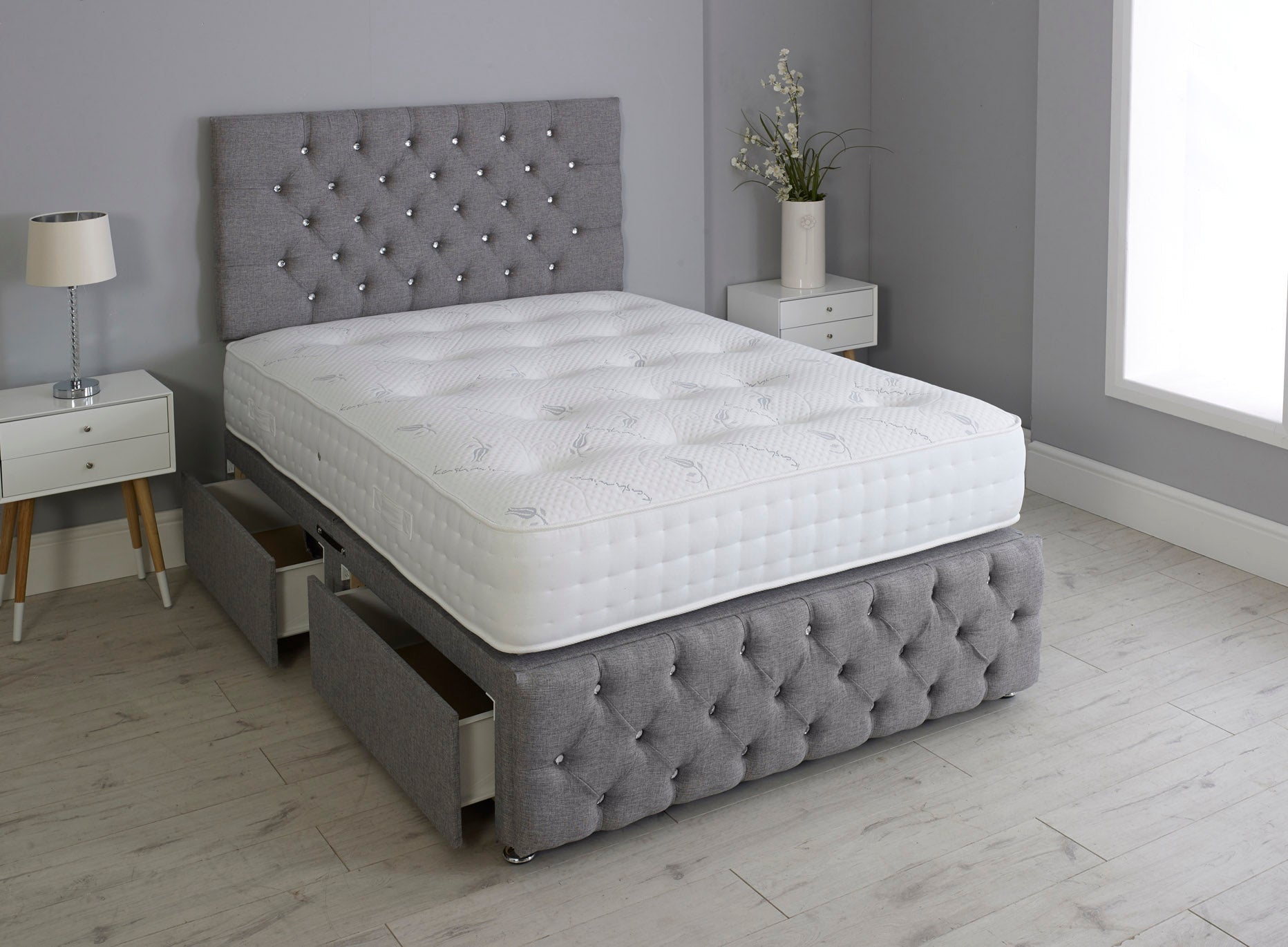 Milly Chesterfield Divan Bed Set with Headboard & Pocket Mattress