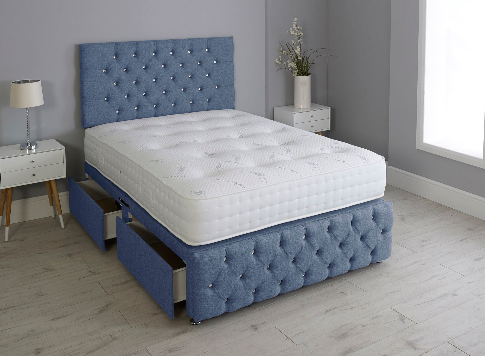 Milly Chesterfield Divan Bed Set with Headboard & Pocket Mattress