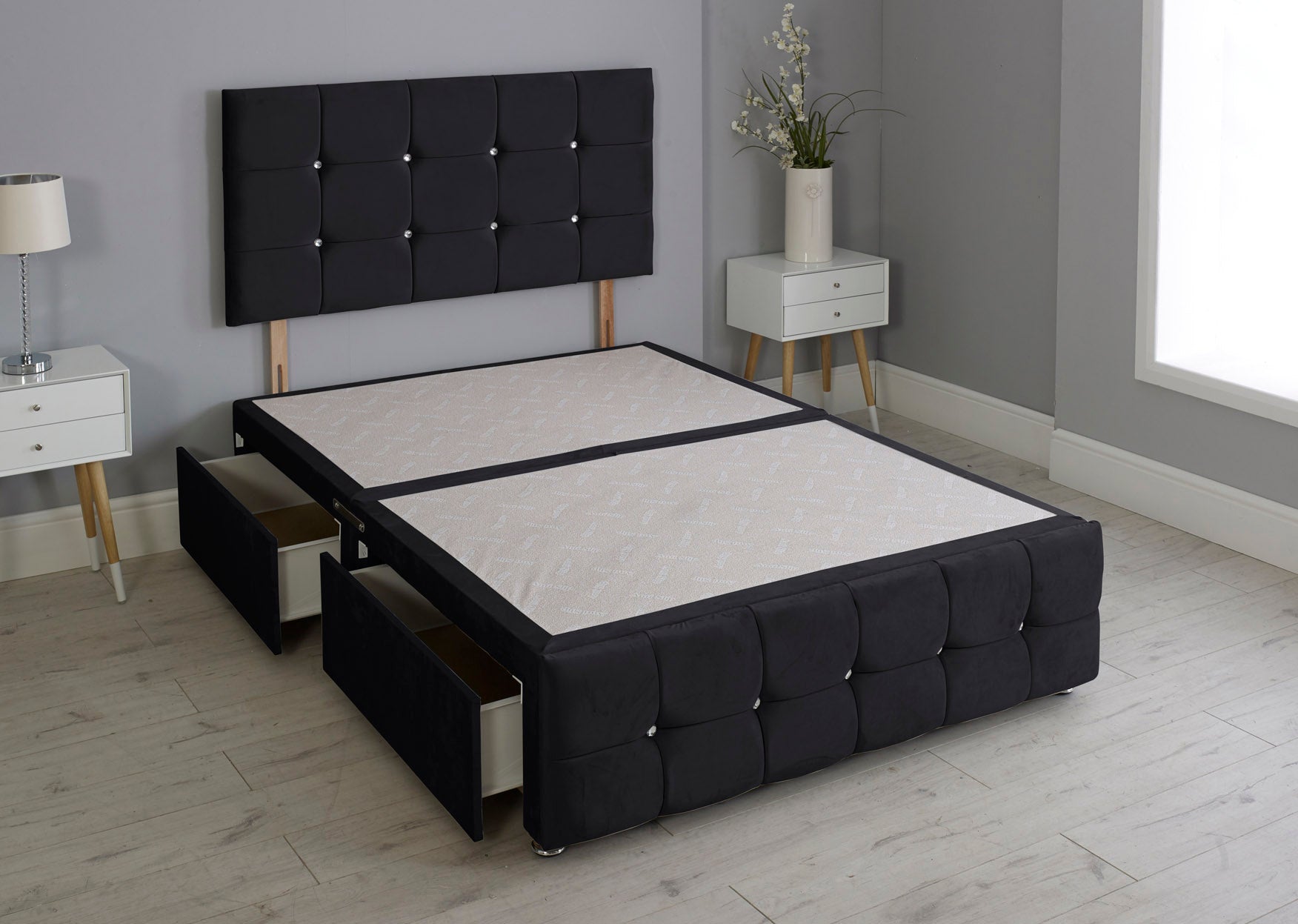 Cuboid Cube Divan Bed Base With Headboard And Footboard