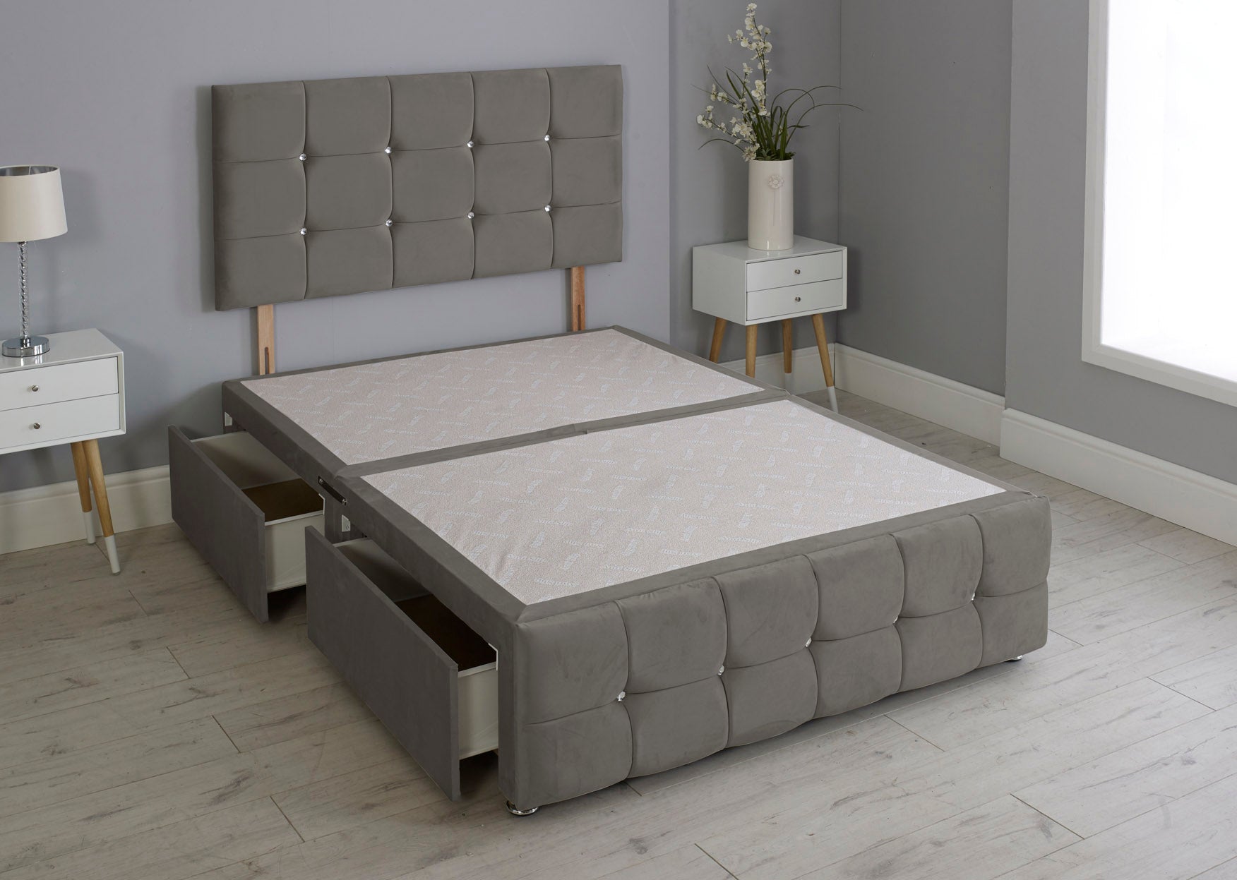 Cuboid Cube Divan Bed Base With Headboard And Footboard