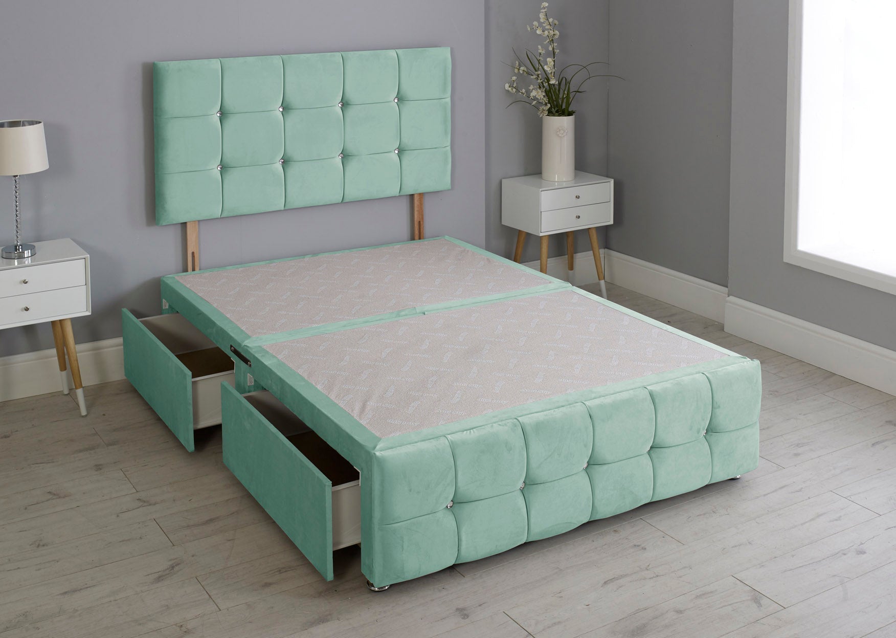 Cuboid Cube Divan Bed Base With Headboard And Footboard