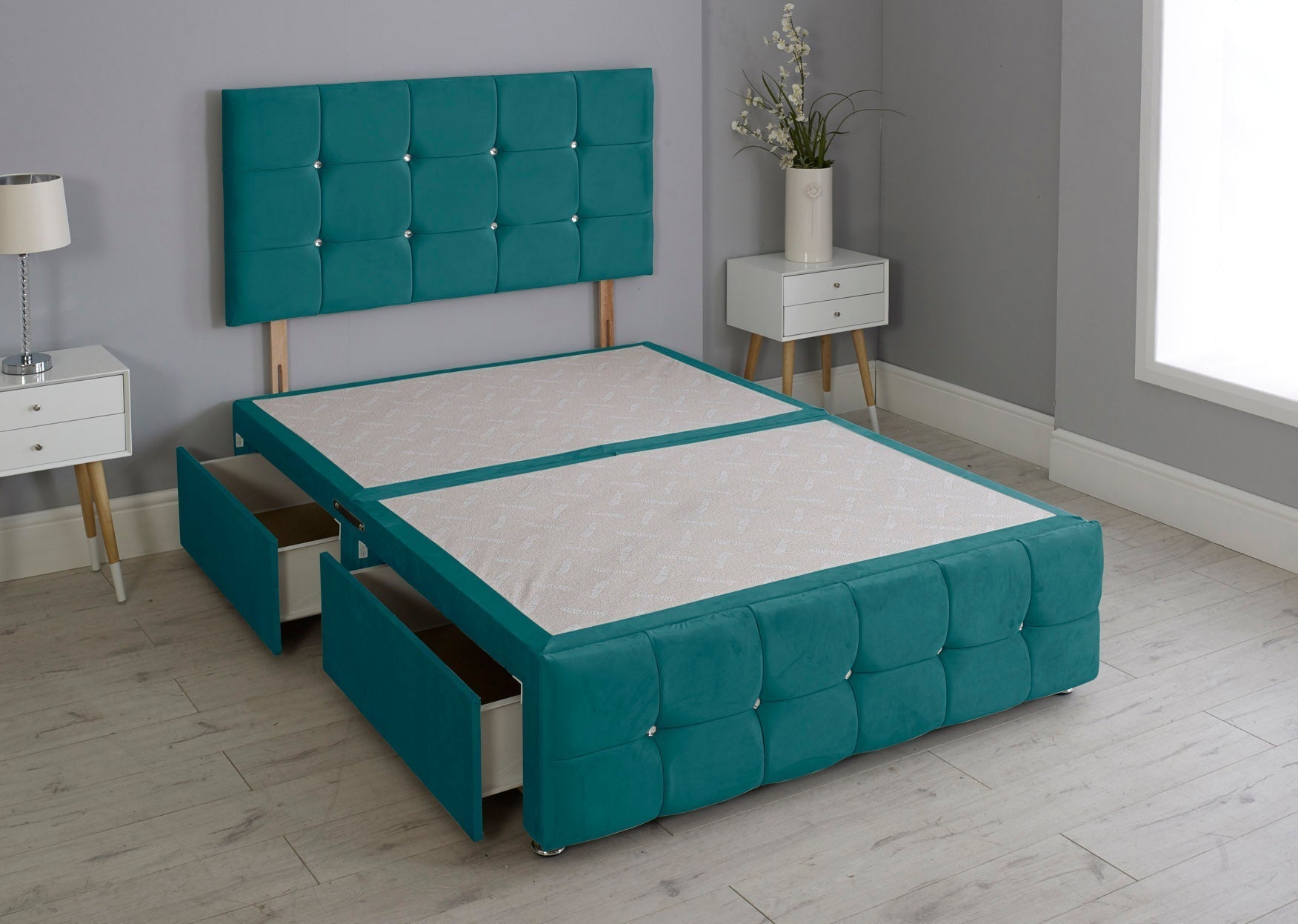 Cuboid Cube Divan Bed Base With Headboard And Footboard