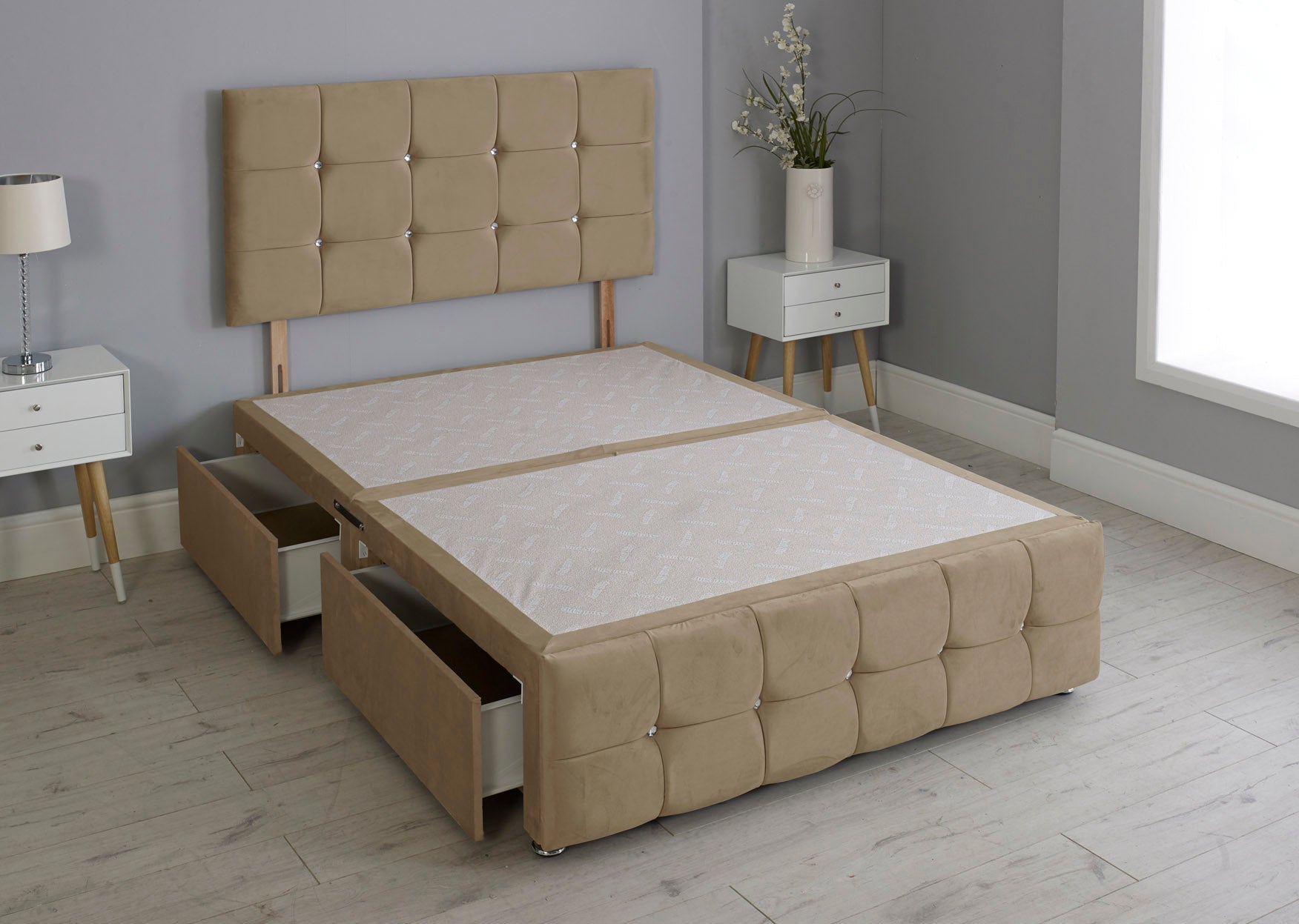 Cuboid Cube Divan Bed Base With Headboard And Footboard