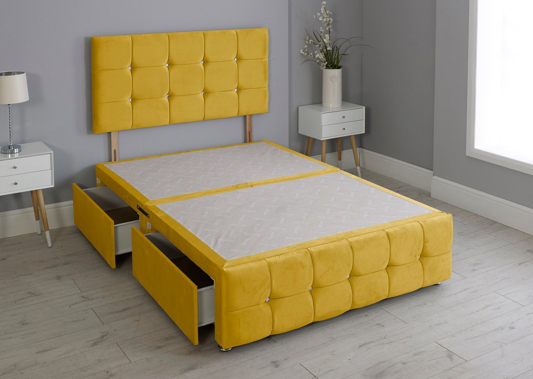 Cuboid Cube Divan Bed Base With Headboard And Footboard