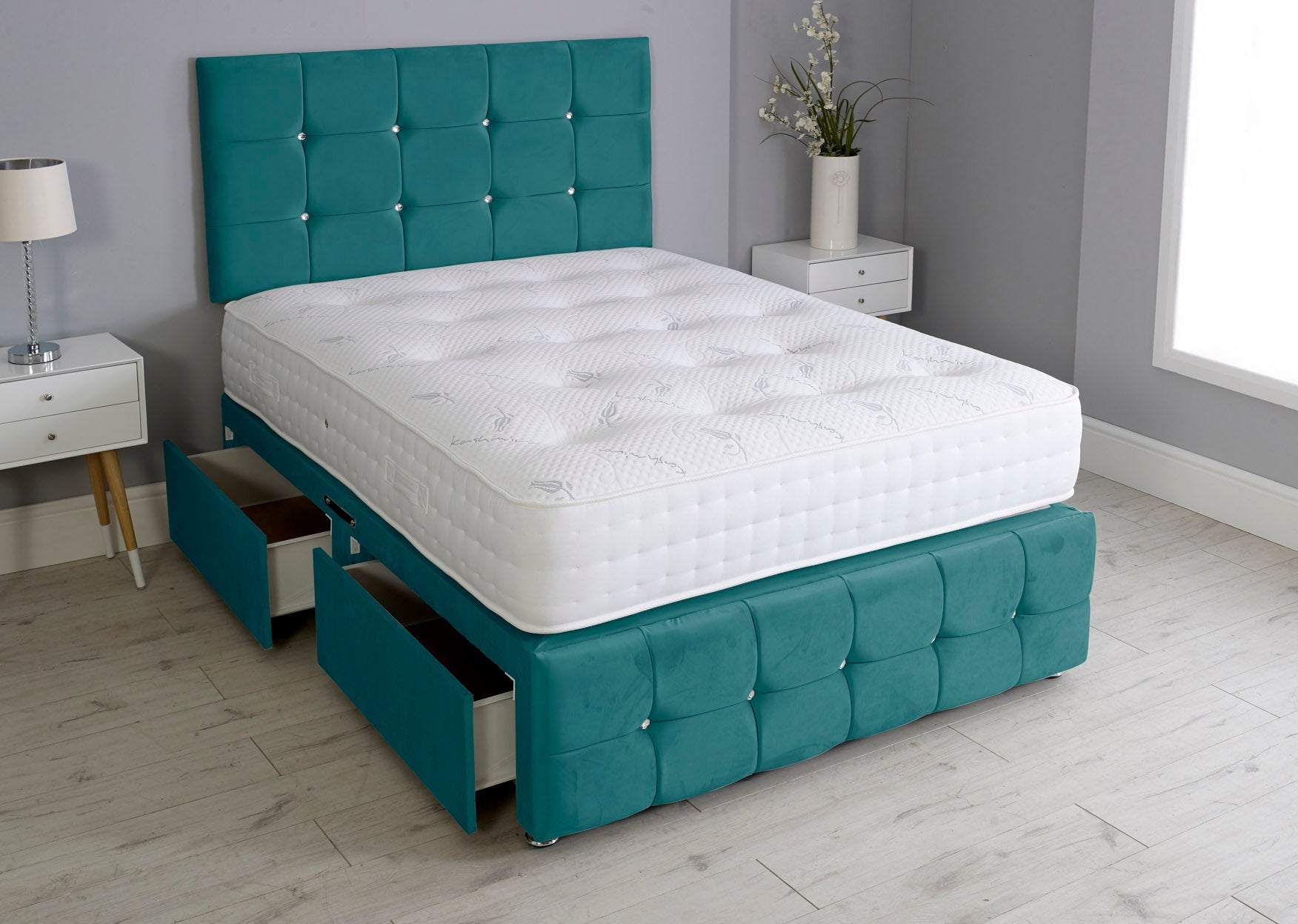 Cuboid Cube Divan Bed With Mattress And Footboard And Pocket Memory Mattress