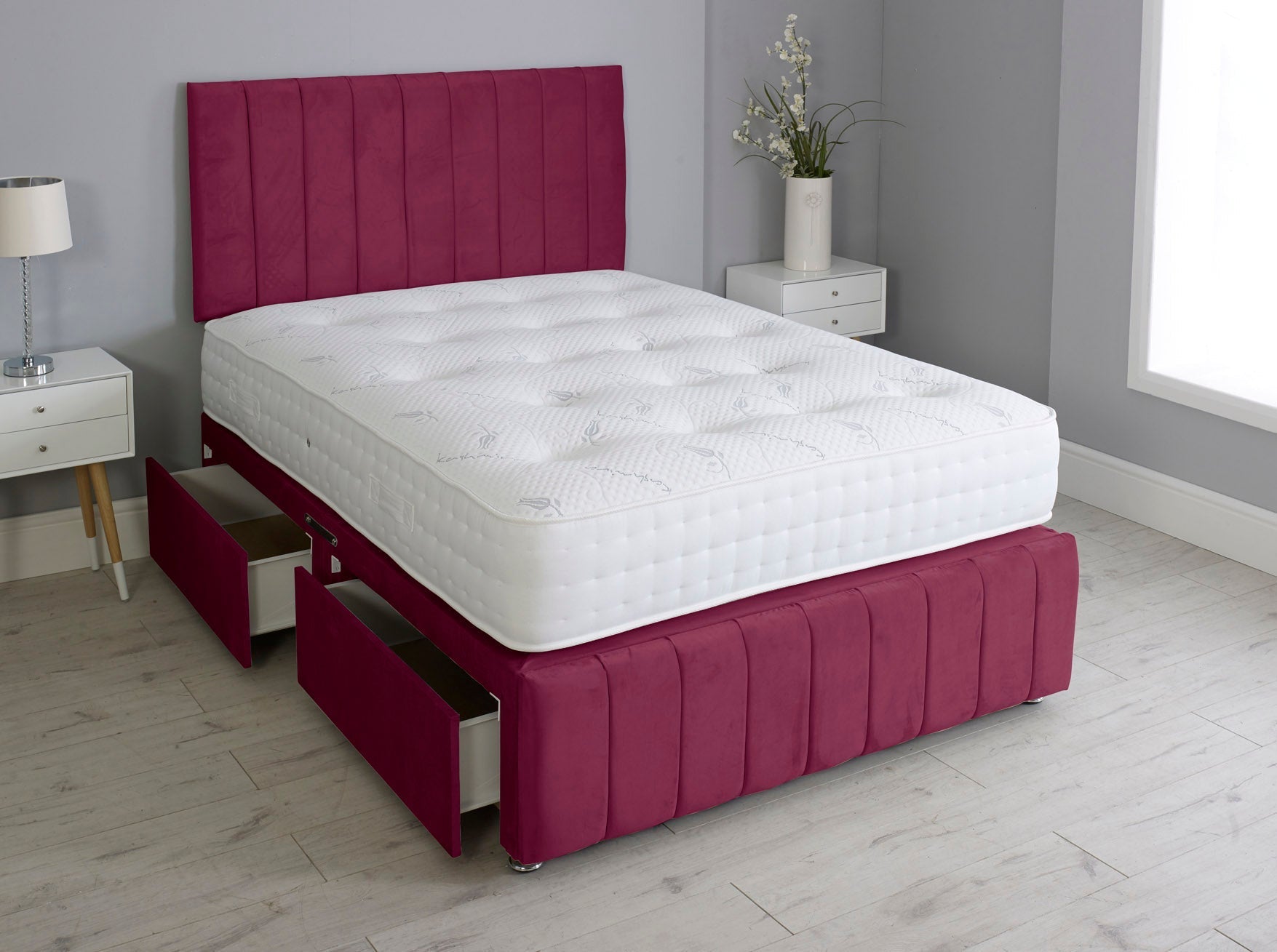 Linear Divan Bed Set With Footboard And Pocket Mattress And Headboard