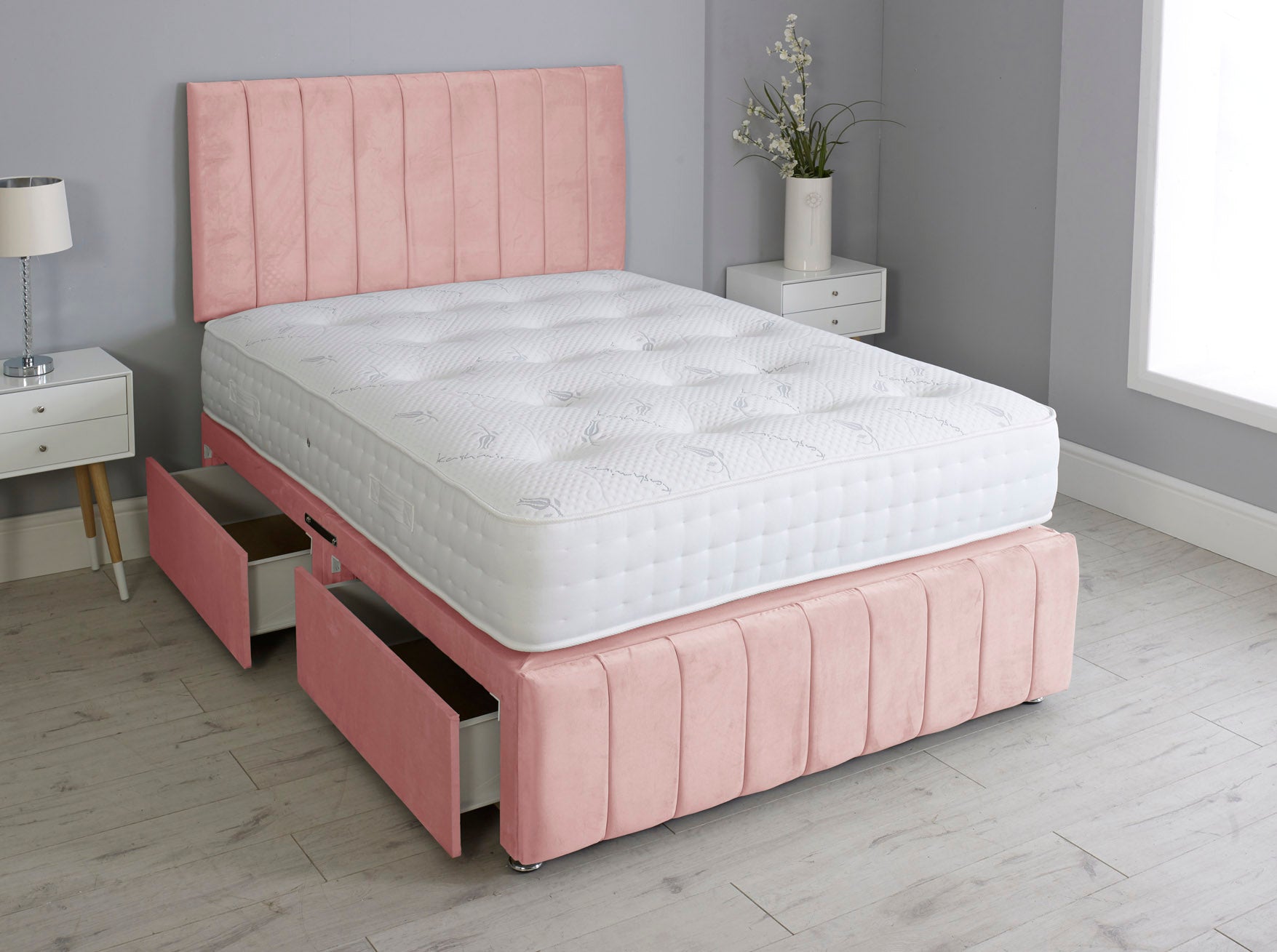Linear Divan Bed Set With Footboard And Pocket Mattress And Headboard