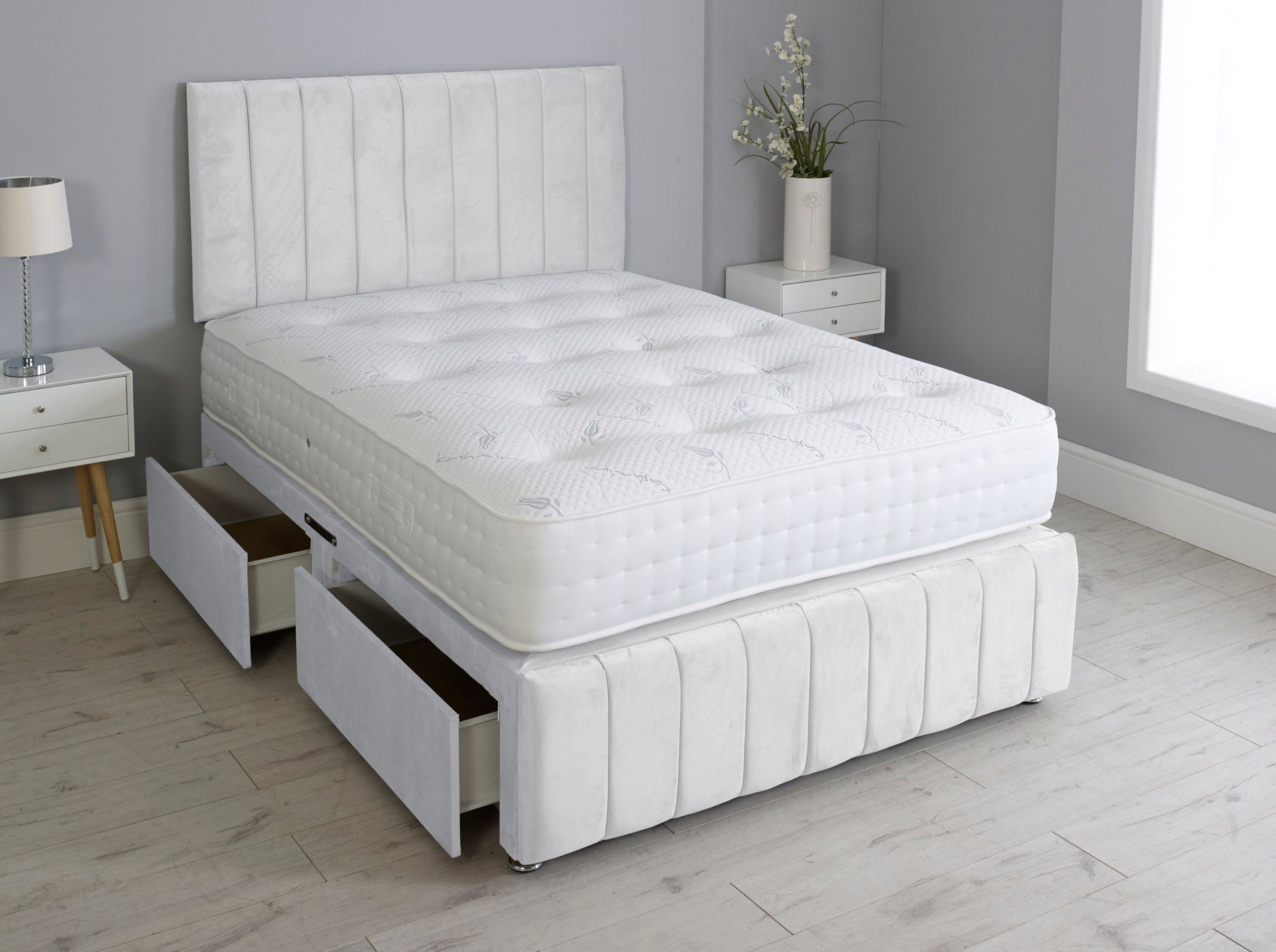 Linear Divan Bed Set With Footboard And Pocket Mattress And Headboard