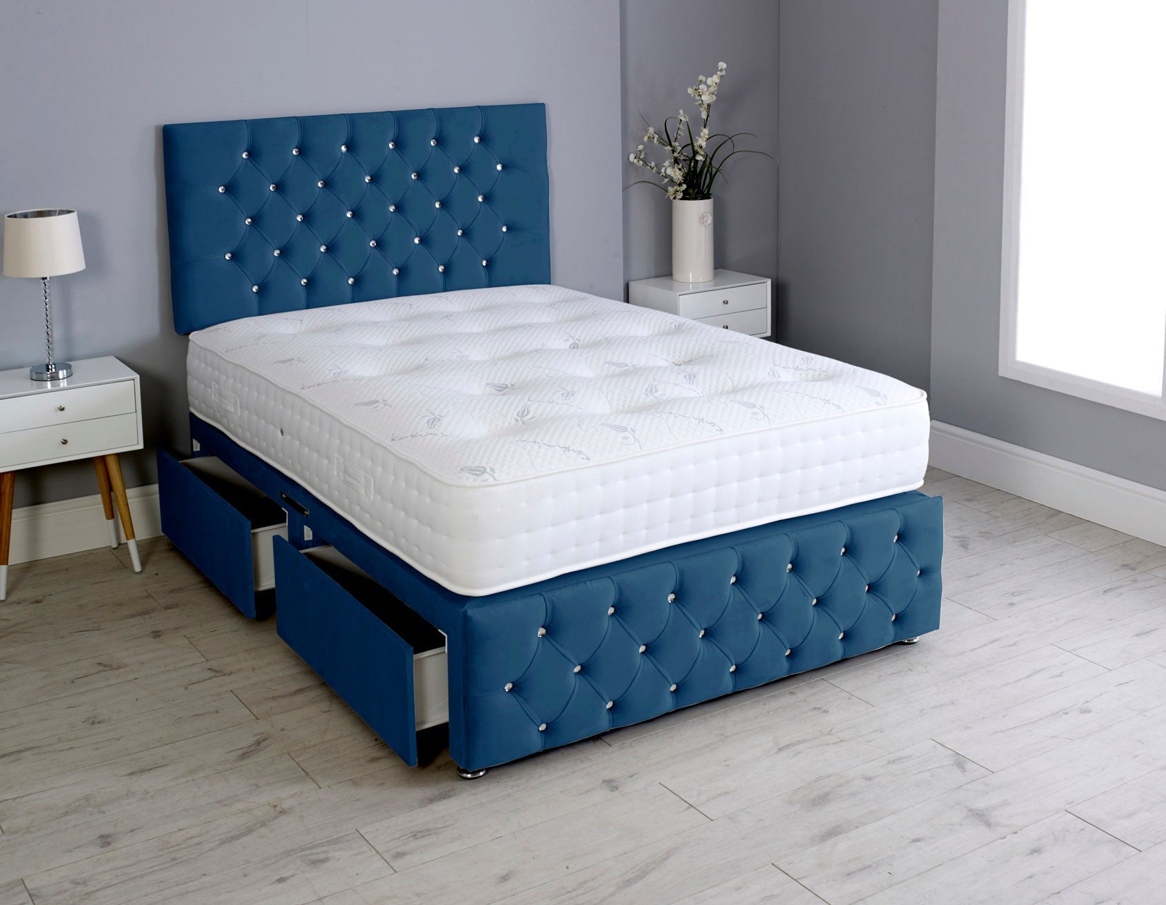 Milly Chesterfield Divan Bed Set with Headboard & Pocket Mattress