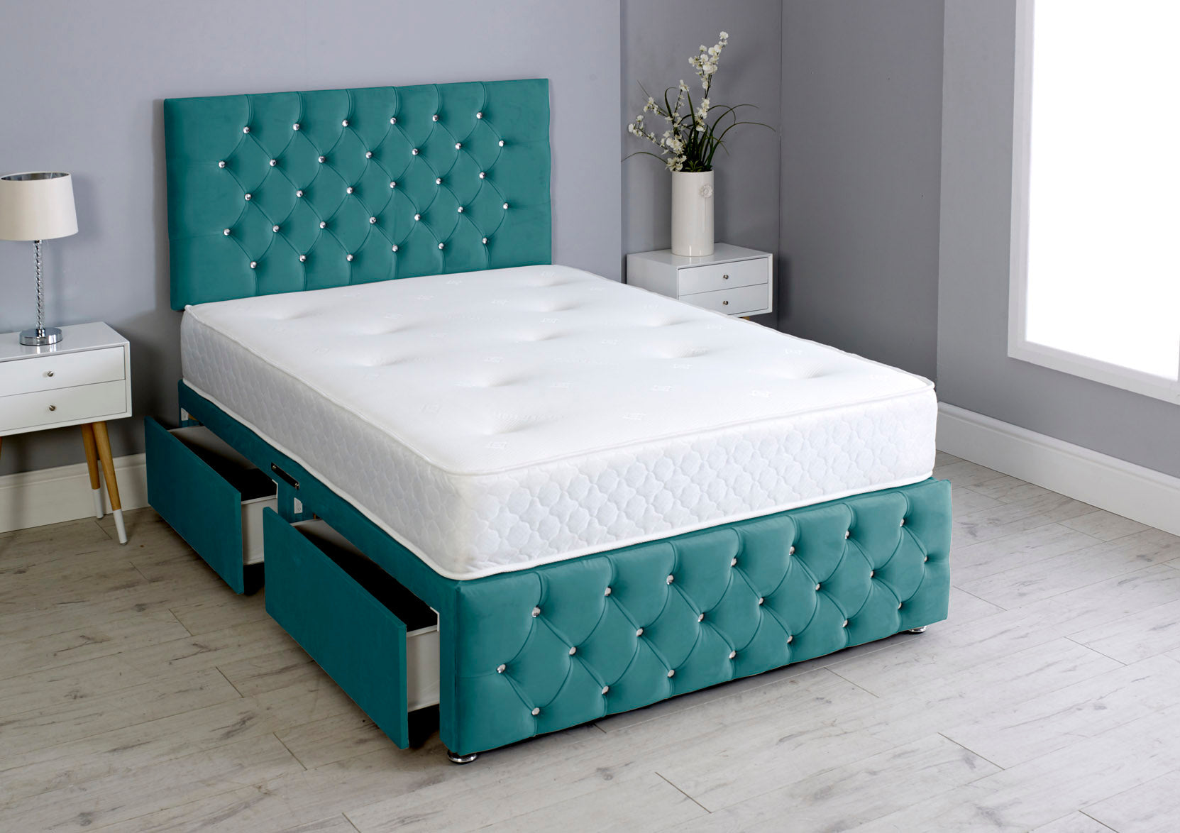 Milly Chesterfield Divan Bed Set with Footboard & Mattress