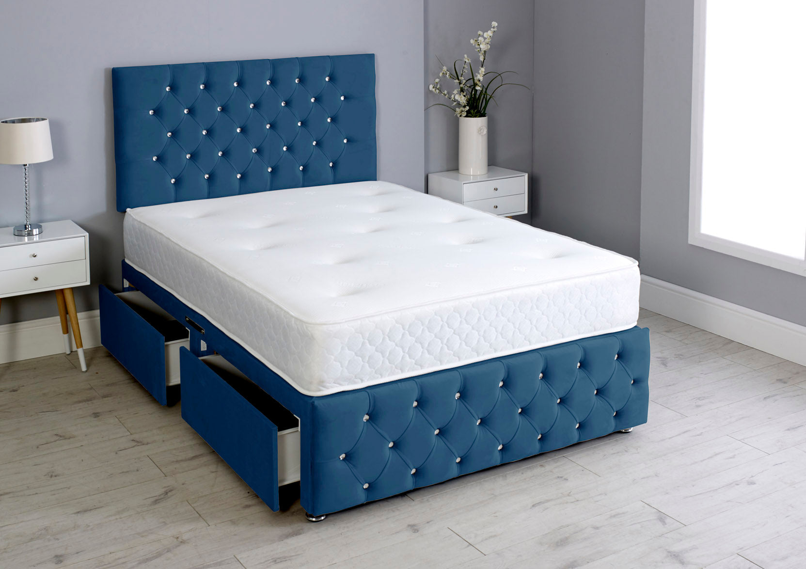 Milly Chesterfield Divan Bed Set with Footboard & Mattress